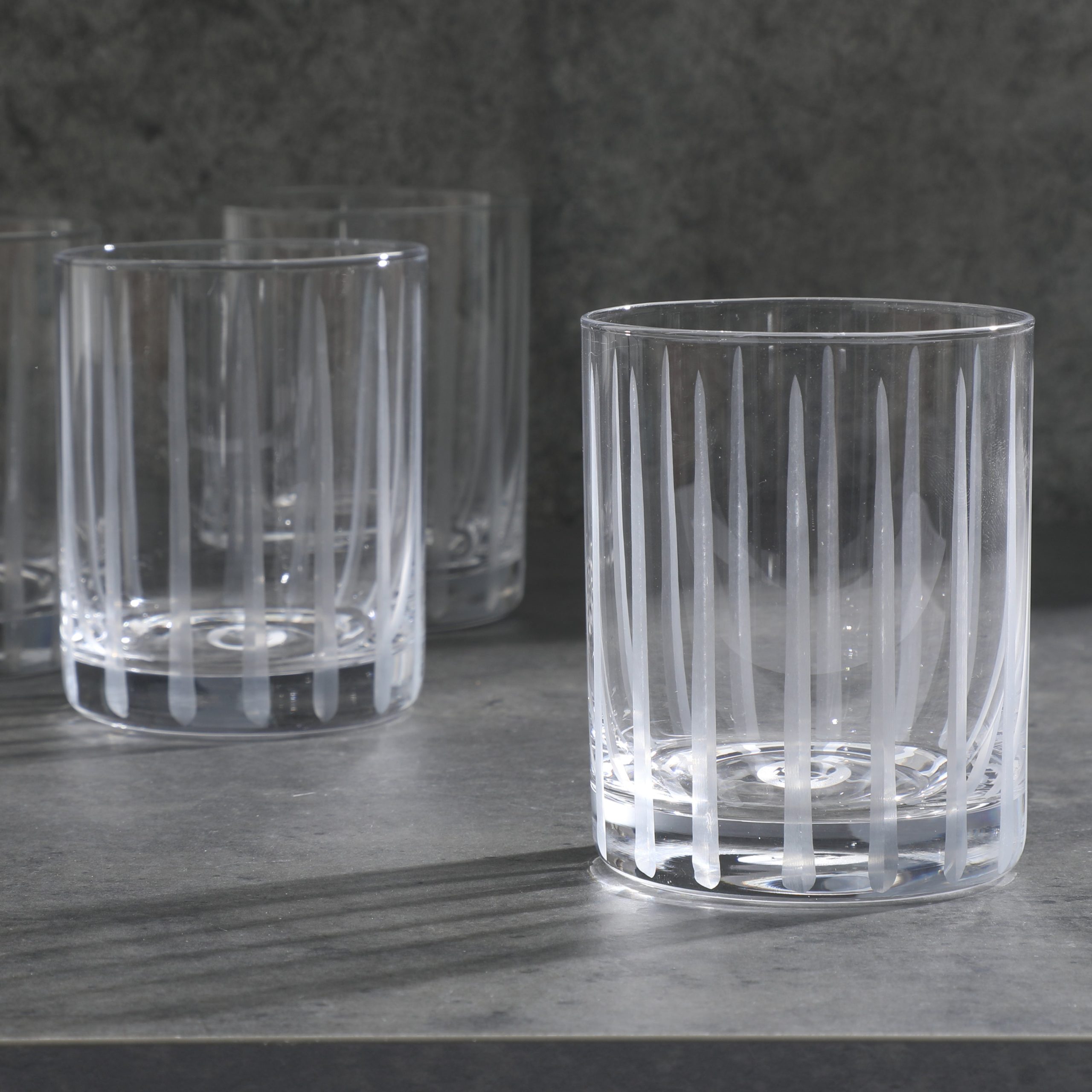 Babish 4 Piece 14 OZ DOF Old Fashioned Drinking and Whiskey Glass - Etched Handmade Clear Glass - Image 3