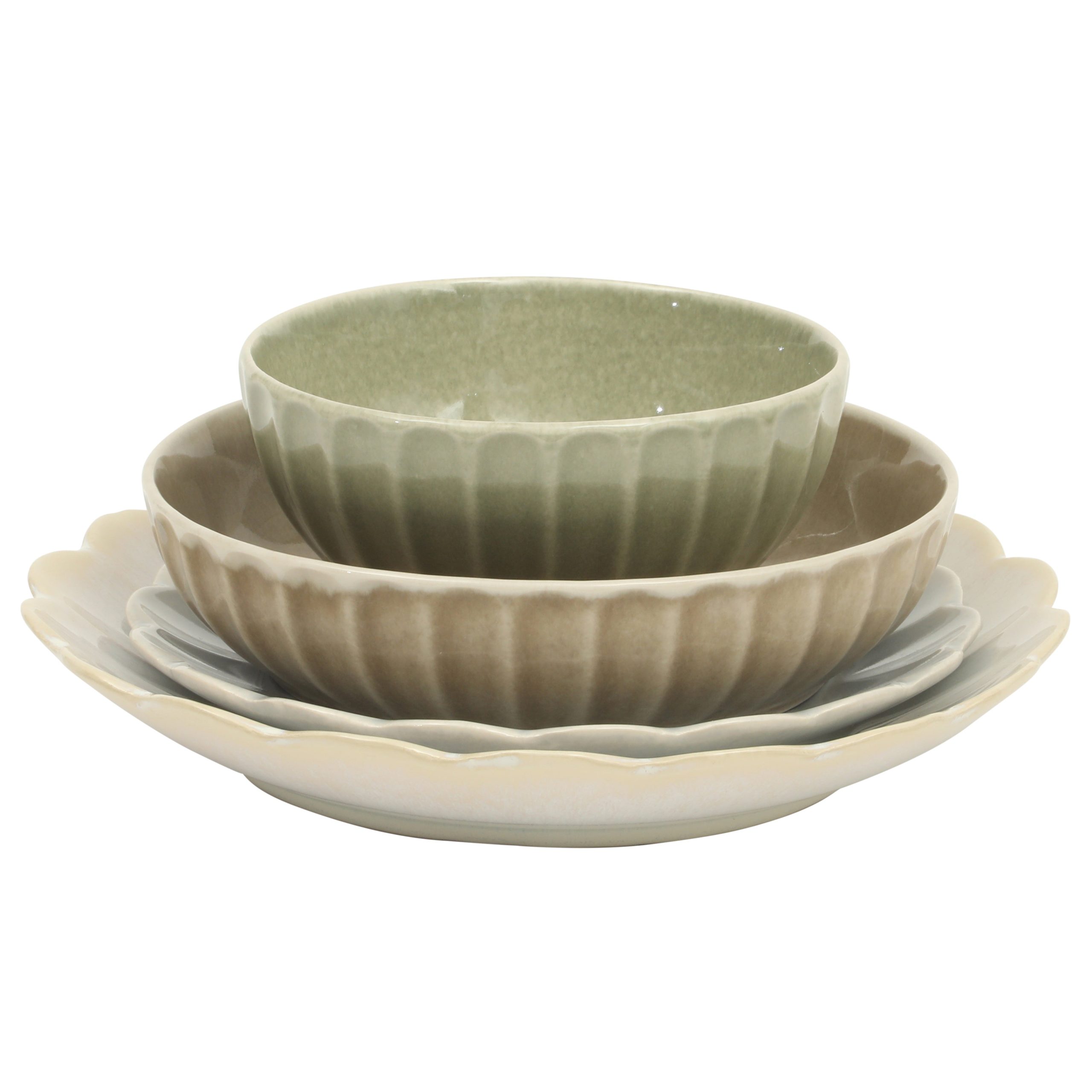 Gibson Elite Malibu Shore 16-Piece Scalloped Stoneware Reactive Glaze (Service for 4) Ceramic Plates and Bowls Dinnerware Set - Image 6