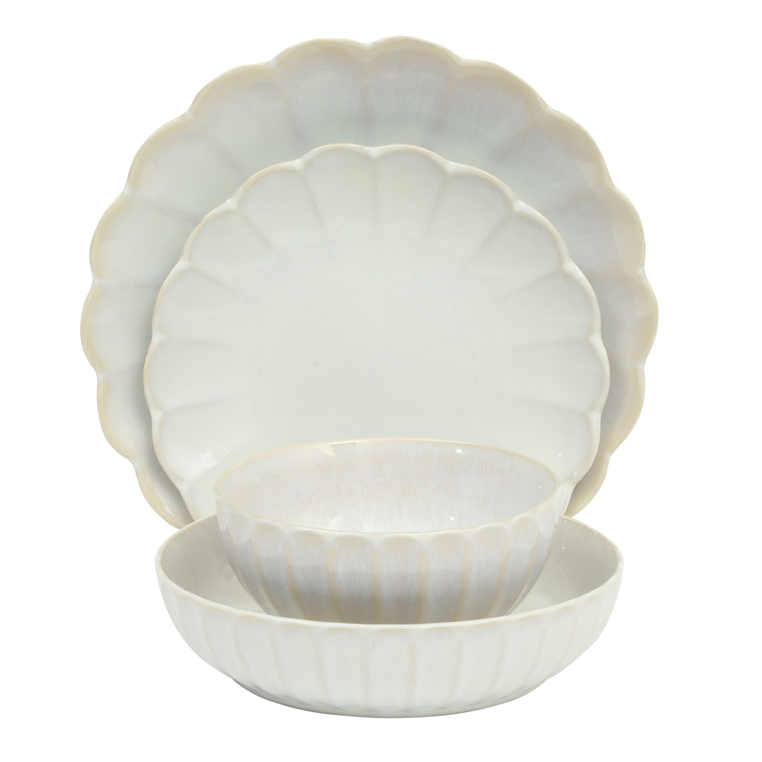 Gibson Elite Malibu Shore 16-Piece Scalloped Stoneware Reactive Glaze (Service for 4) Ceramic Plates and Bowls Dinnerware Set - Image 11