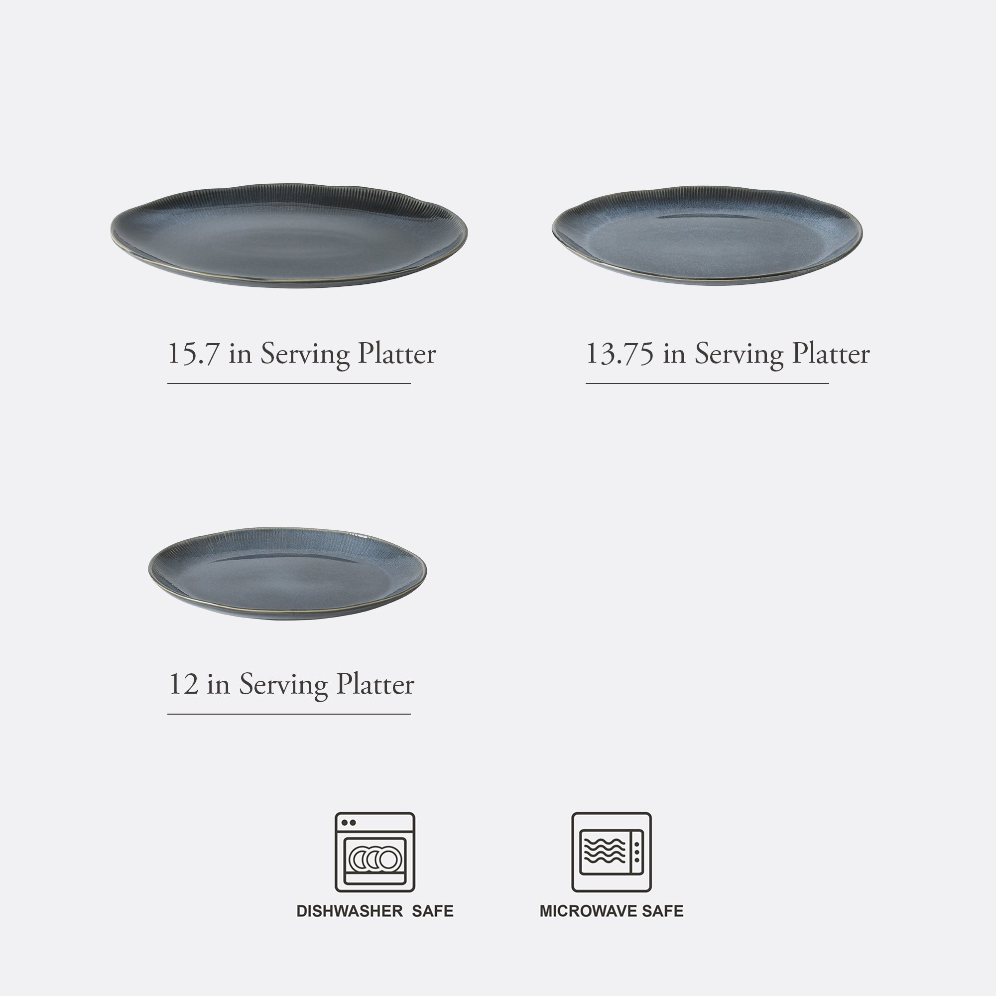 Gibson Elite Sandy Pines 3 Piece Oval Platter Set, 15.7”, 13.75” & 12” Stoneware Serving Platters, Reactive Glaze Finish, Microwave & Dishwasher Safe - Image 5