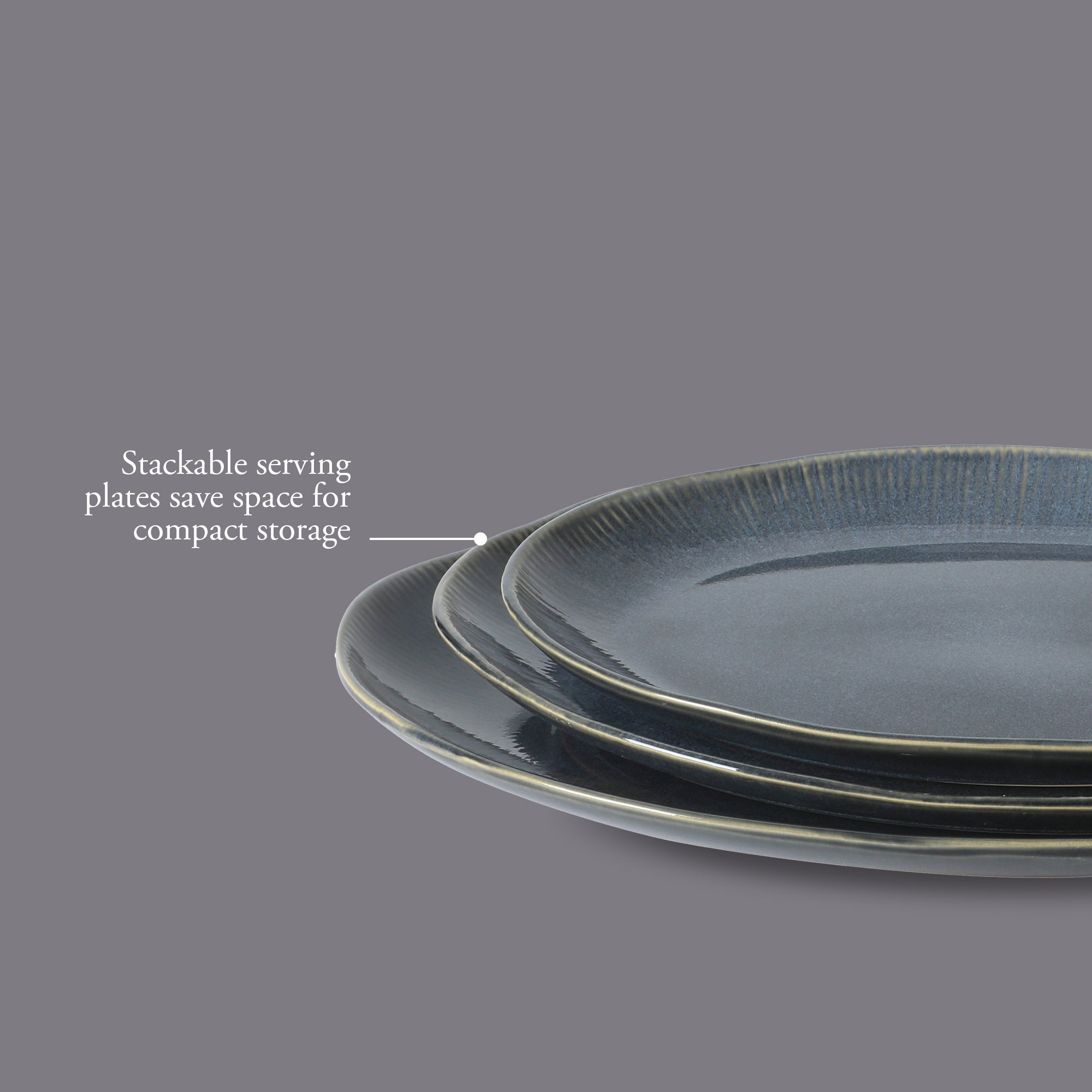 Gibson Elite Sandy Pines 3 Piece Oval Platter Set, 15.7”, 13.75” & 12” Stoneware Serving Platters, Reactive Glaze Finish, Microwave & Dishwasher Safe - Image 4