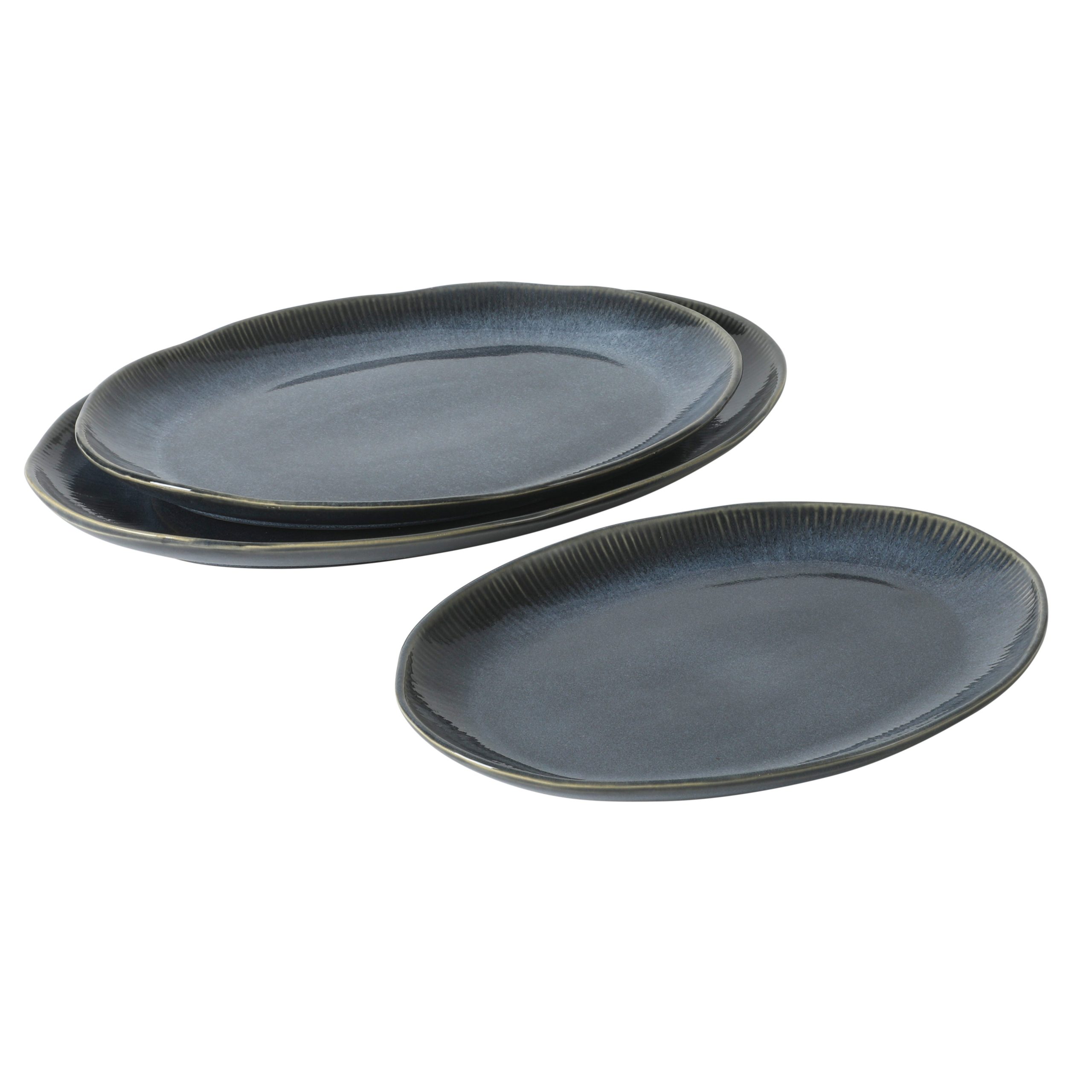 Gibson Elite Sandy Pines 3 Piece Oval Platter Set, 15.7”, 13.75” & 12” Stoneware Serving Platters, Reactive Glaze Finish, Microwave & Dishwasher Safe - Image 6