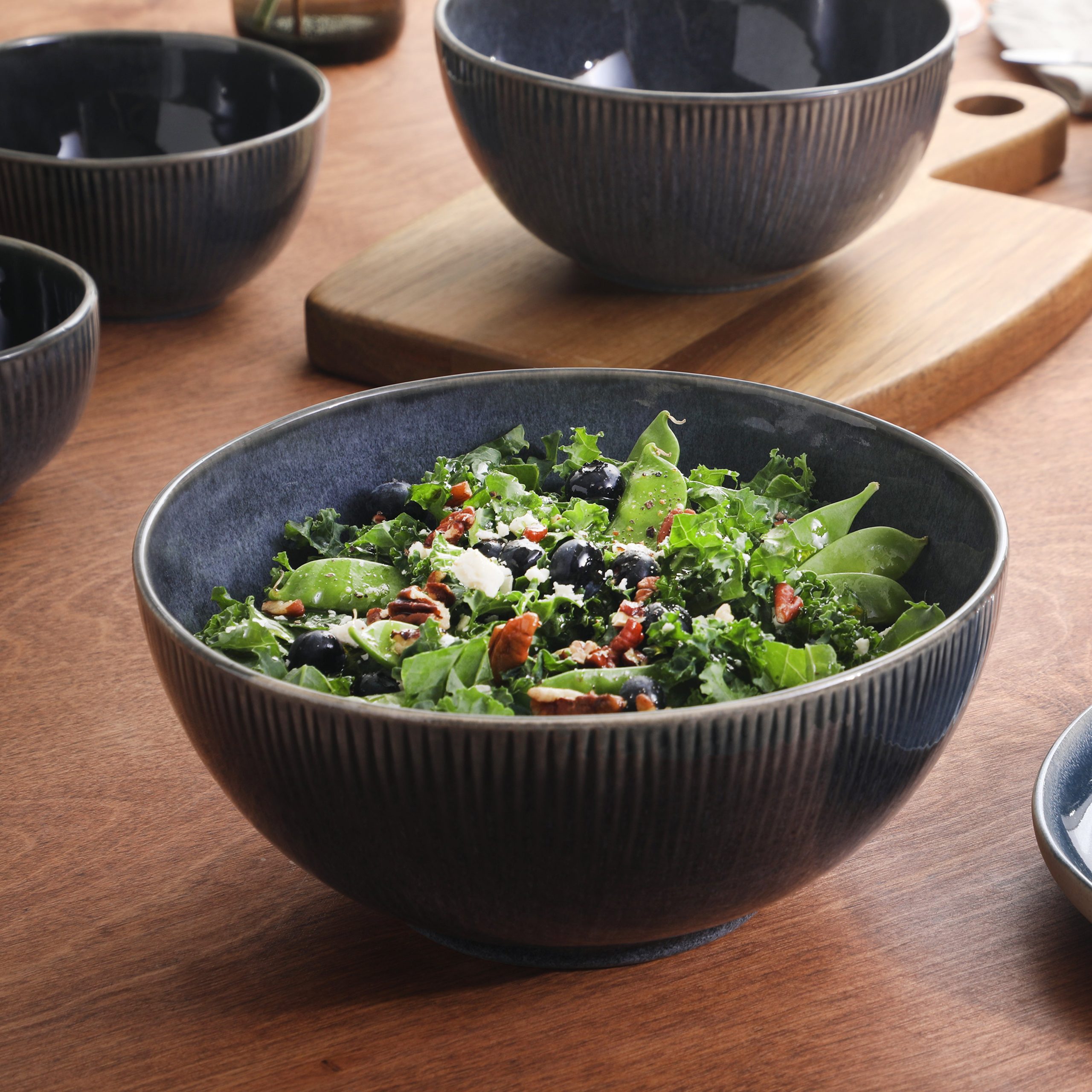 Gibson Elite Sandy Pines 4 Piece Nesting Bowl Set, 4”, 5.5”, 7” & 9” Round Stoneware Bowls, Reactive Glaze Finish, Mixing, Prep & Serving Bowls, Microwave & Dishwasher Safe - Image 2