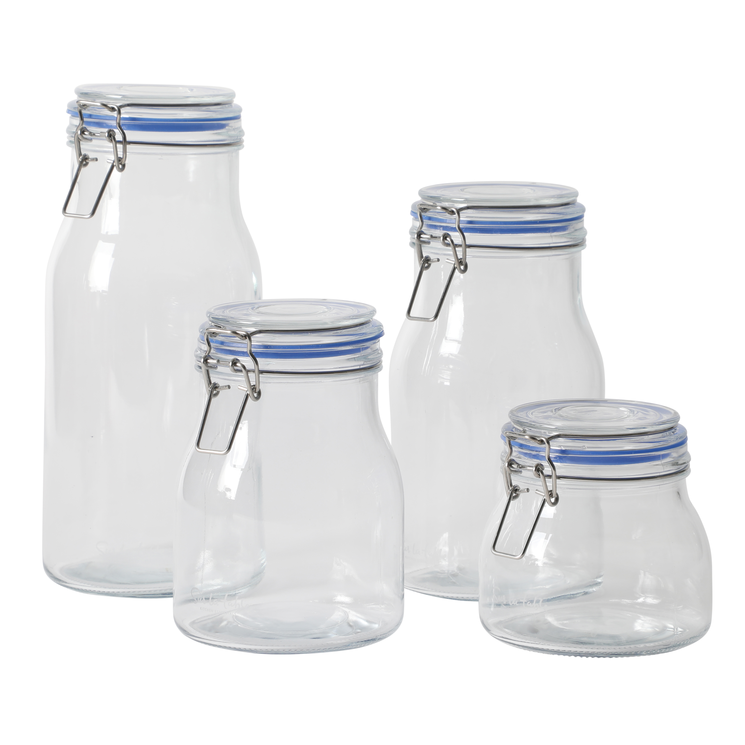 Sur La Table Lyon Court 4-Piece Glass Canister Set with Airtight Trigger Clamp Lids, Clear – 71 oz, 54 oz, 37 oz & 22.5 oz Sizes, Rubber Gasket Seal, Dishwasher Safe Food Storage Jars - Image 3