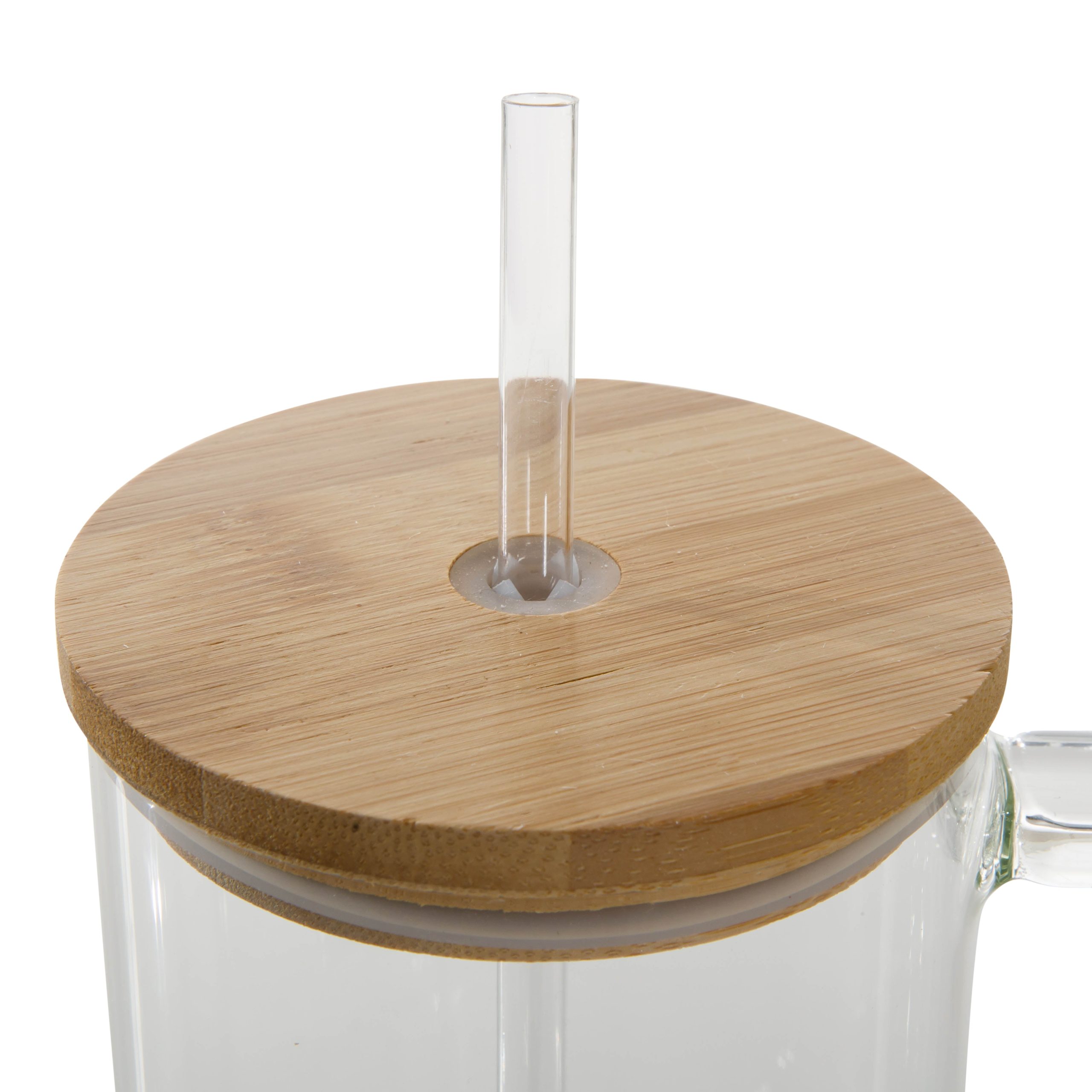 Mr. Coffee Crafted Calm 34 oz Borosilicate Glass Tumbler with Handle, Straw and Bamboo Lid, Iced Coffee Cup, BPA Free, Dishwasher Safe - Image 6