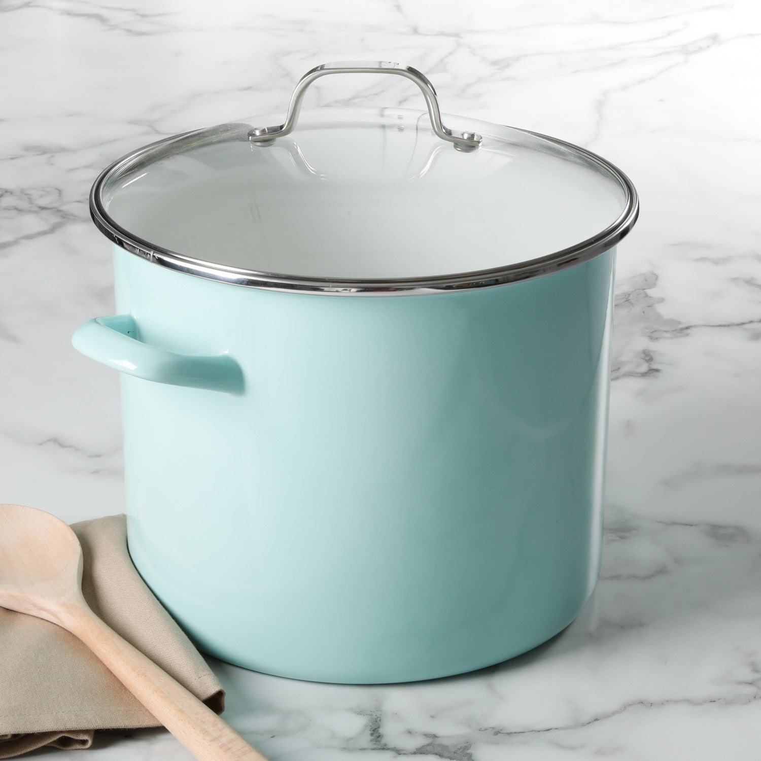 Martha Stewart Thayer Enamel on Steel 12-Quart Stock Pot w/ Glass Lid - Image 2