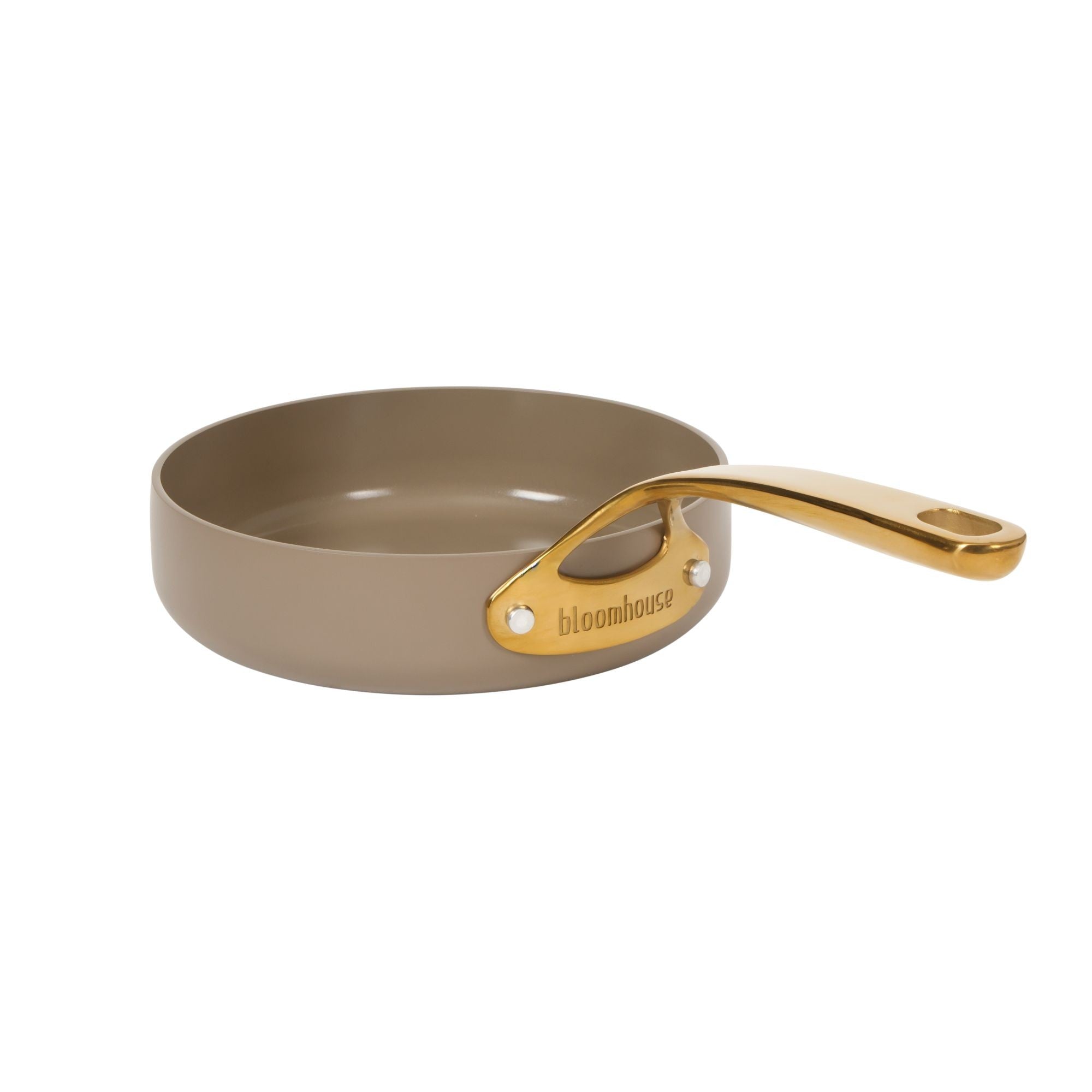 Bloomhouse 8 Inch Heavy Duty Aluminum Premium PFA Free Ceramic Nonstick Saute/Deep Frying Pan Skillet - Linen White with Gold Handle - Image 9