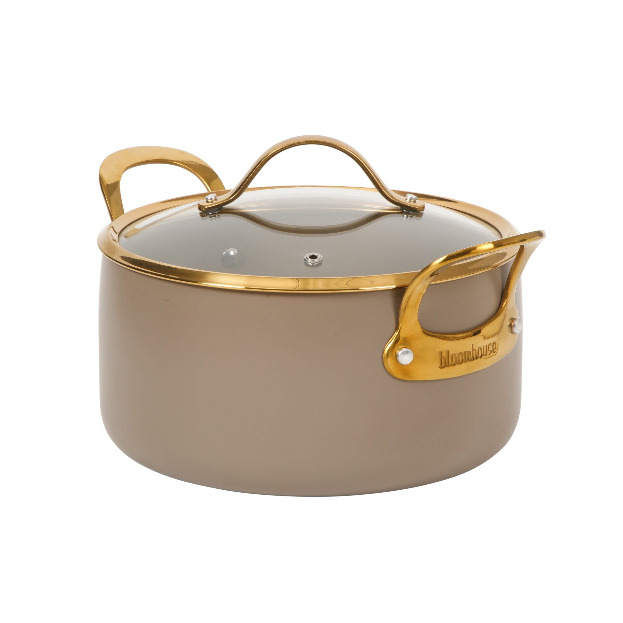 Bloomhouse 6 Quart Heavy Duty Aluminum Premium PFA Free Ceramic Nonstick Dutch Oven Pot with Lid - Linen White with Gold Handle - Image 9