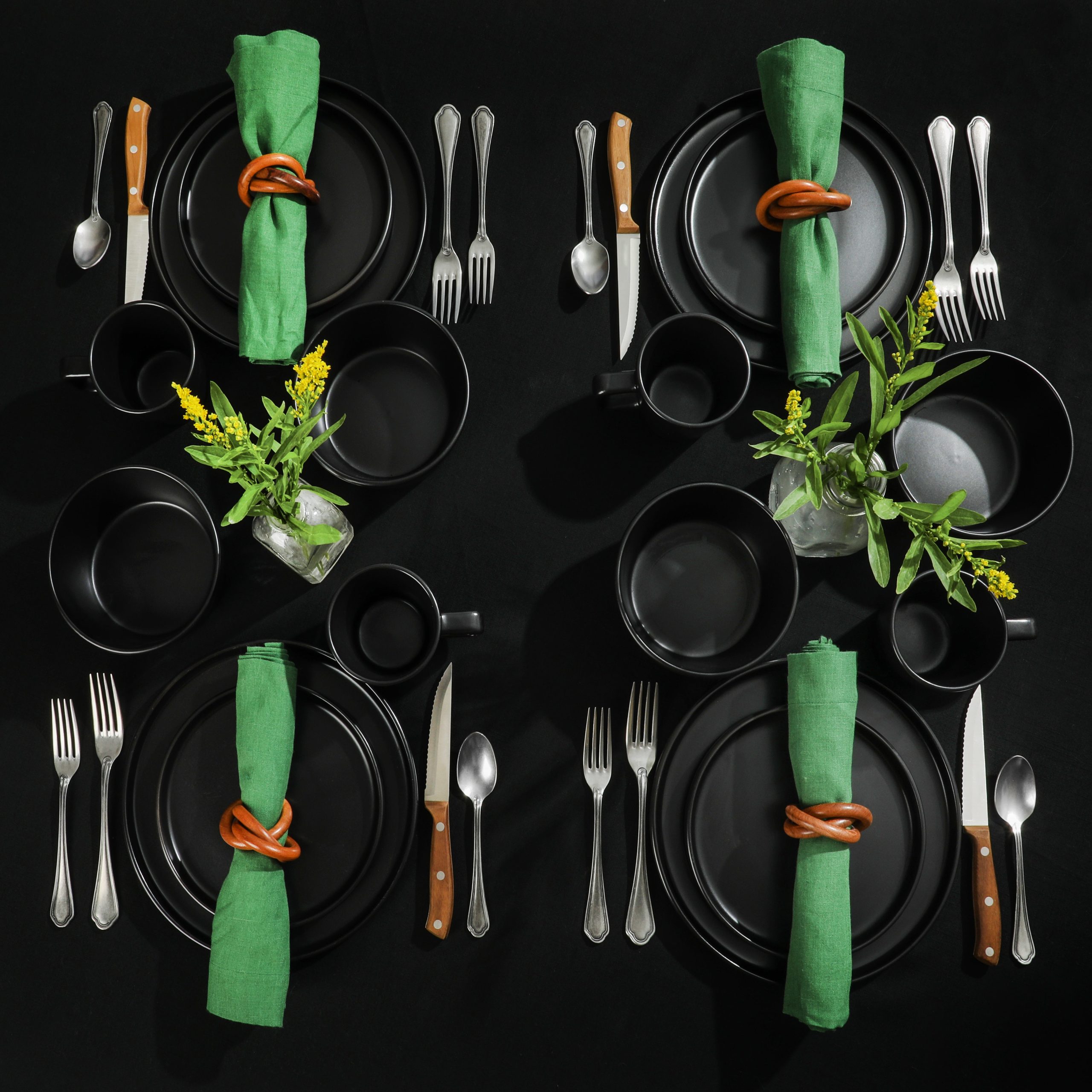 Gibson Home Bowery 32 Piece Matte Black Stoneware Dinnerware Plates, Bowls, and Mugs Set - Service for 8 - Image 3