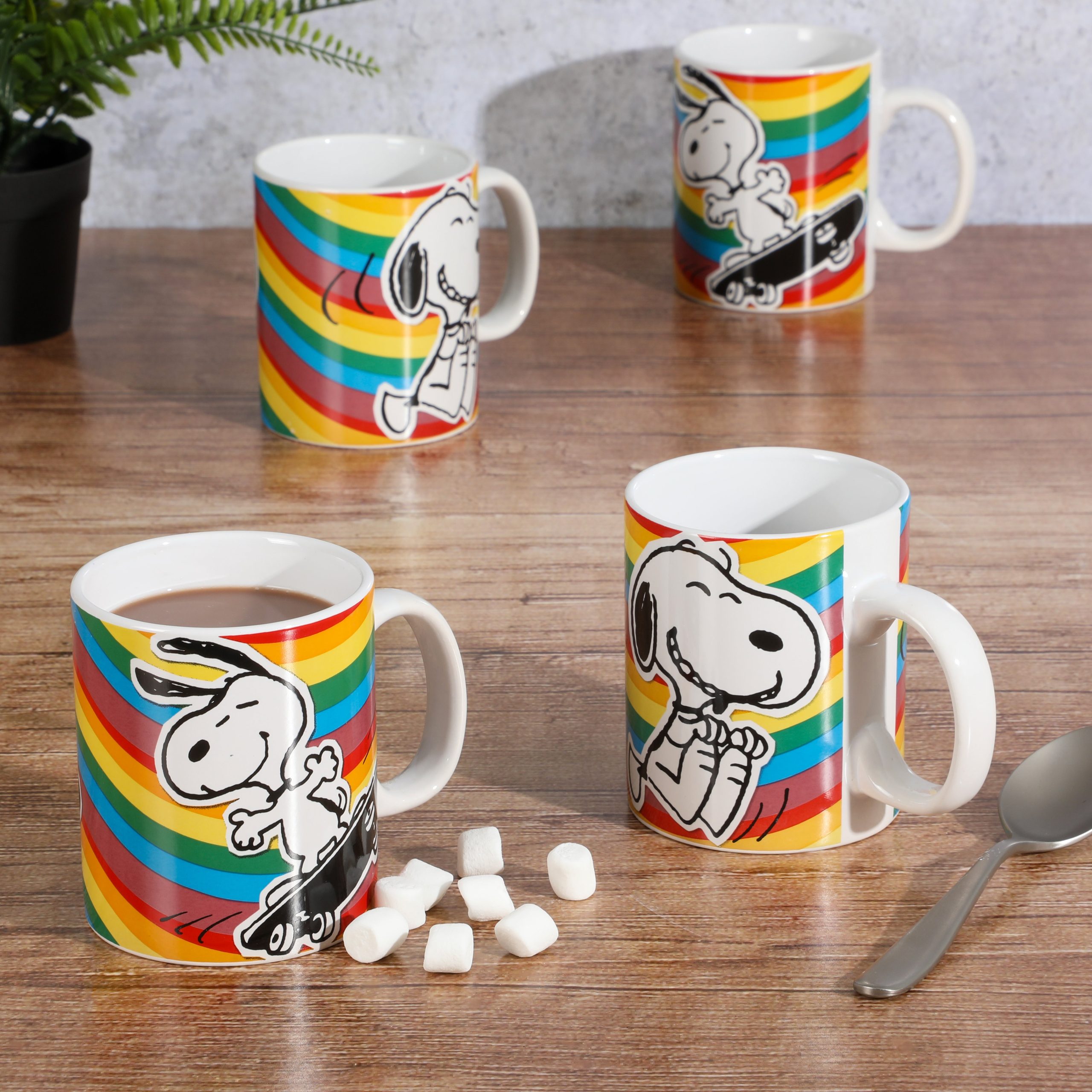 Peanuts 70th Anniversary 4-Piece 15oz Snoopy Stoneware Mug Set - Image 2