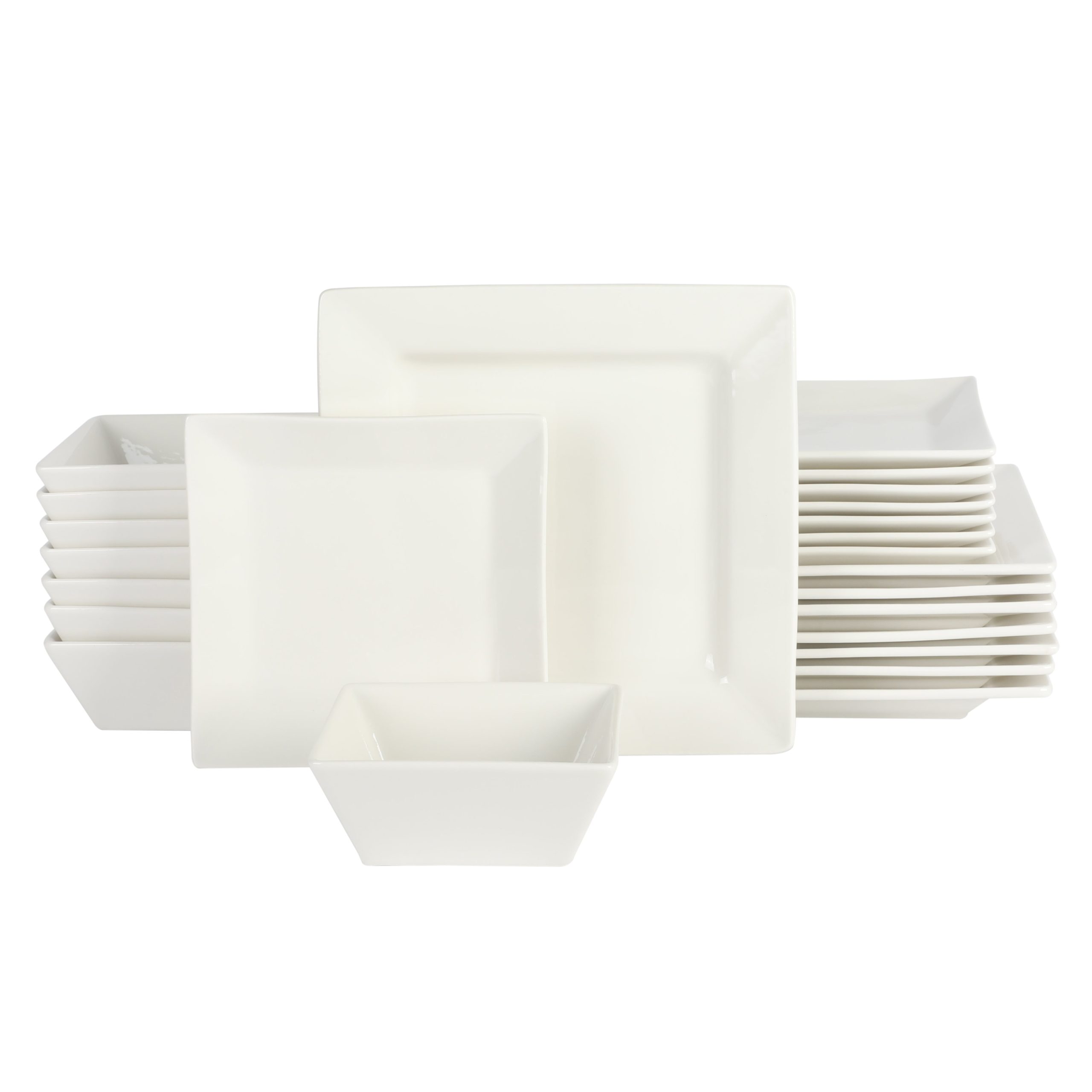Gibson Home Zen Buffet Hard Square 24-Piece Porcelain Dinnerware Set