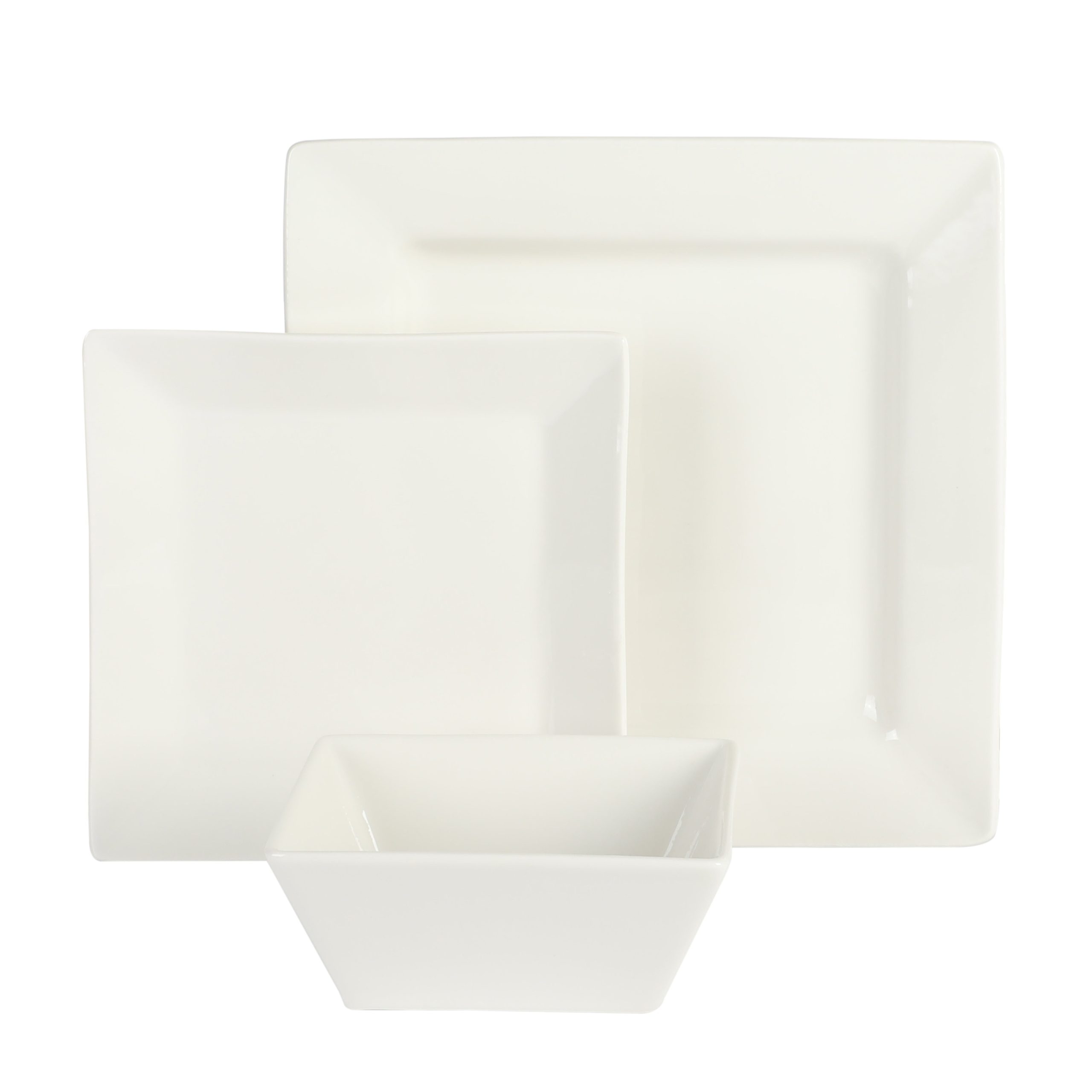Gibson Home Zen Buffet Hard Square 24-Piece Porcelain Dinnerware Set - Image 5