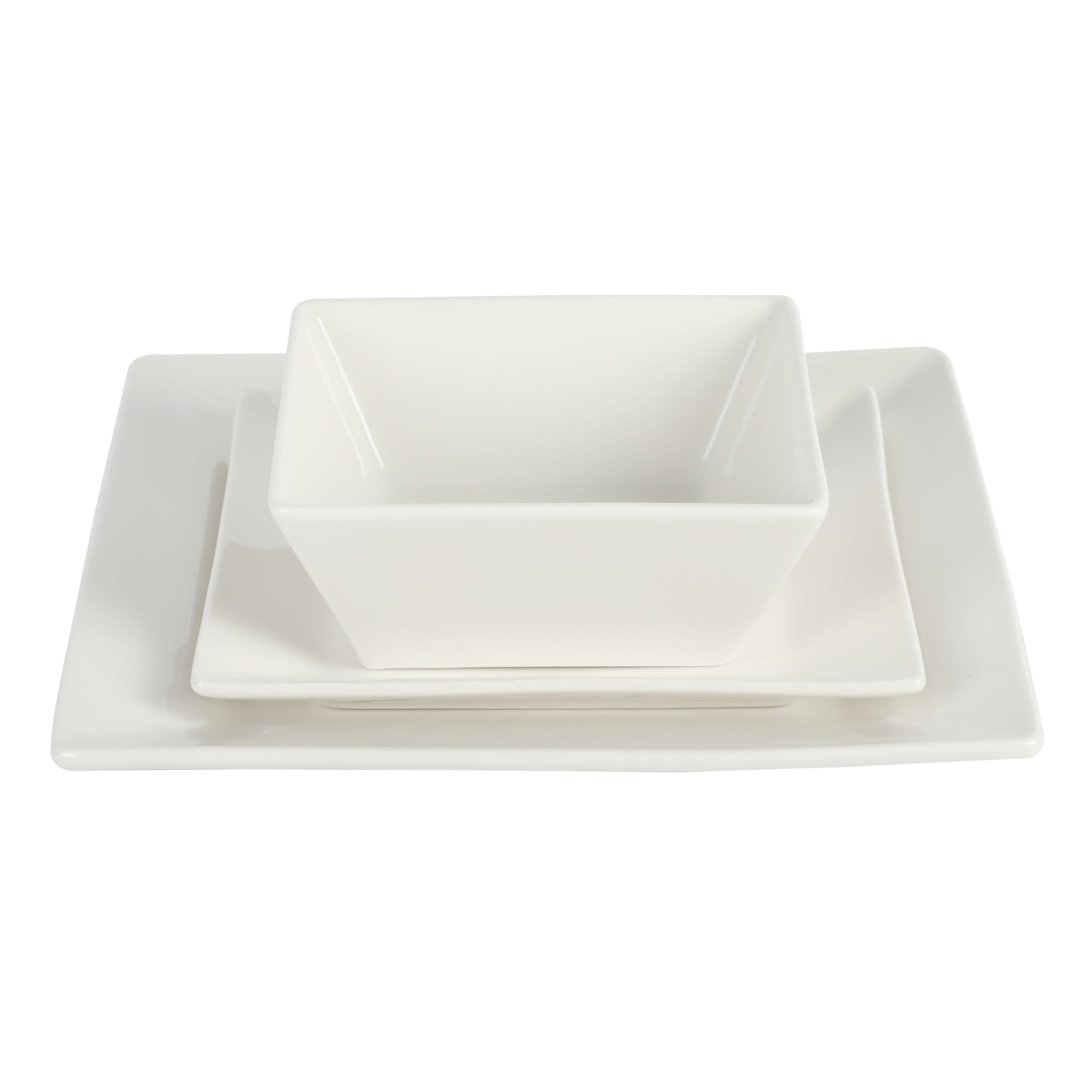 Gibson Home Zen Buffet Hard Square 24-Piece Porcelain Dinnerware Set - Image 6
