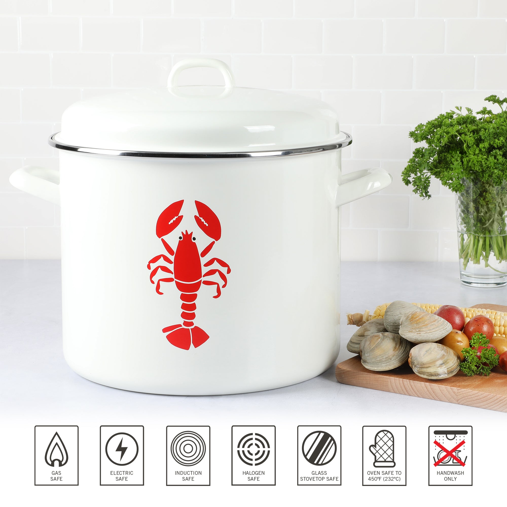 Martha Stewart Thayer 16-Quart Enamel on Steel Lobster Stock Pot - Image 5