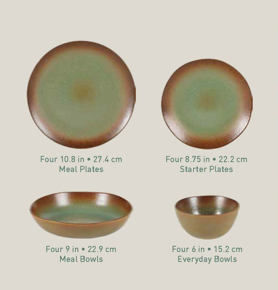 Bloomhouse Palermo Sun 16-Piece Double Bowl Stoneware Reactive Glaze Plates and Bowls Dinnerware Set - Image 3