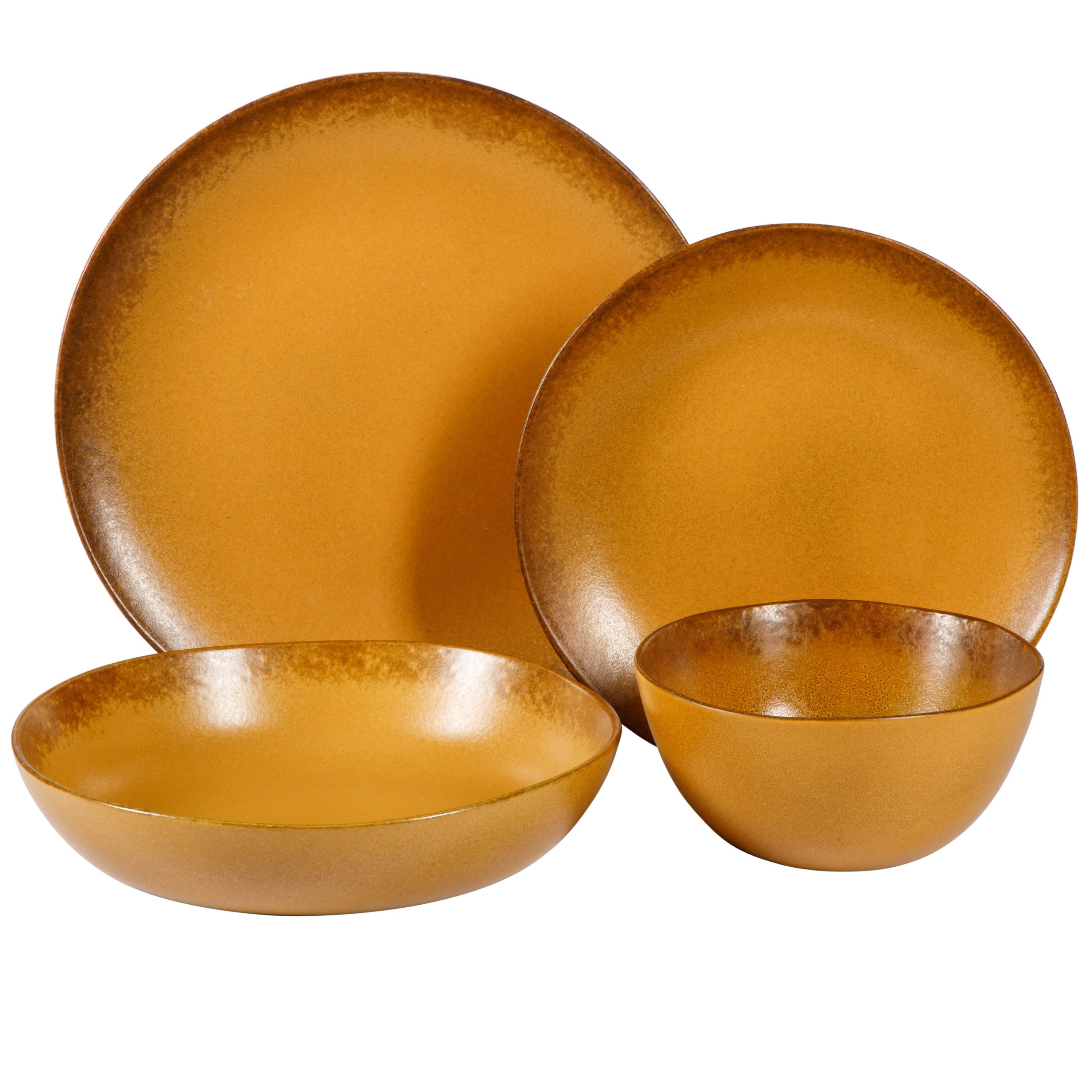 Bloomhouse Palermo Sun 16-Piece Double Bowl Stoneware Reactive Glaze Plates and Bowls Dinnerware Set - Image 5