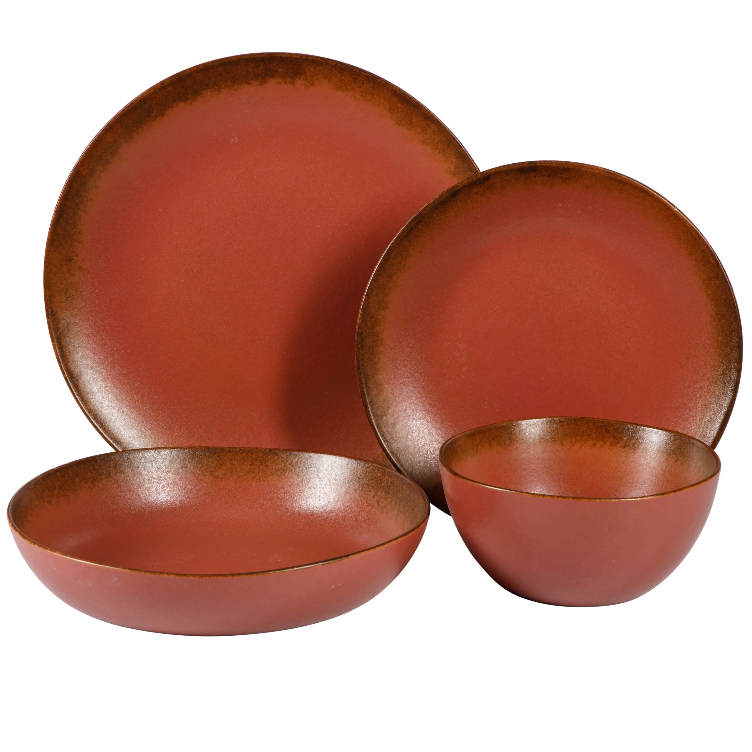 Bloomhouse Palermo Sun 16-Piece Double Bowl Stoneware Reactive Glaze Plates and Bowls Dinnerware Set - Image 6