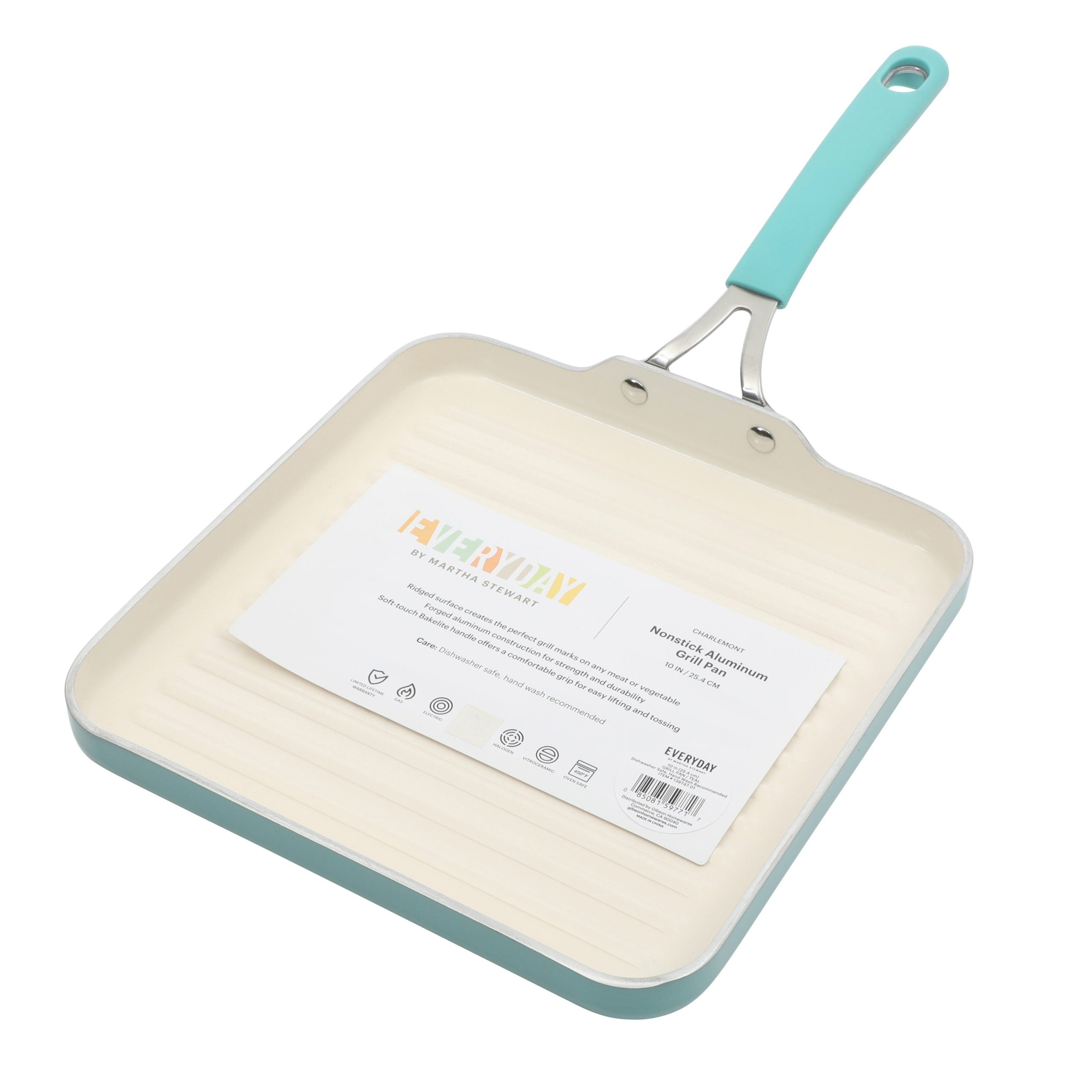 Martha Stewart Everyday Charlemont 10-Inch Teal Aluminum Square Griddle - Image 5