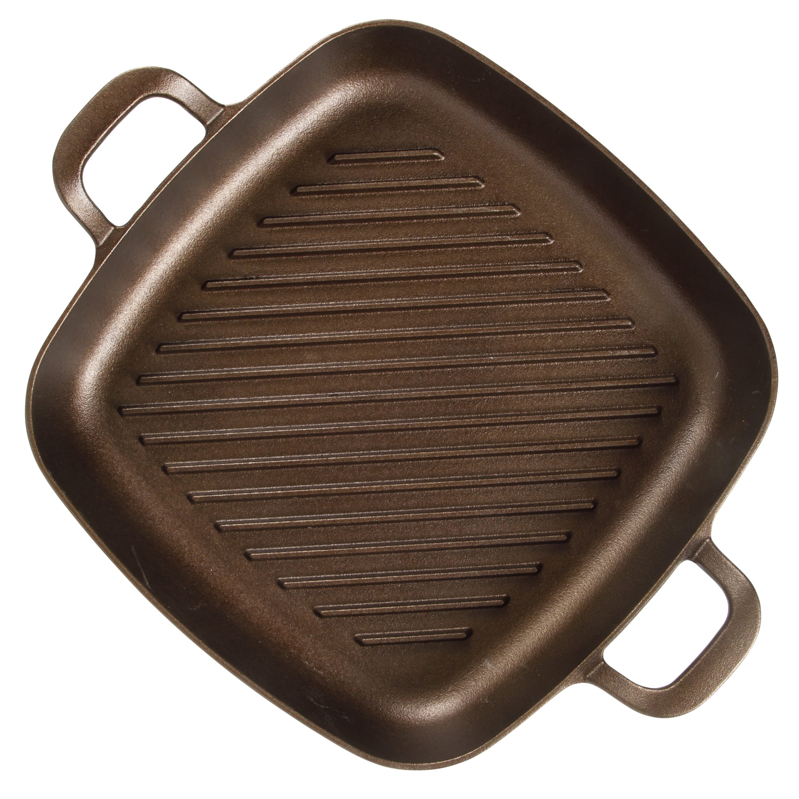 Bloomhouse Natural Bronze Finish 12-Inch Square Cast Iron Grill Pan – Olive Oil Treated Surface with Dual Handles & Olive Wood Trivet, Oven, Grill & Campfire Safe - Image 5