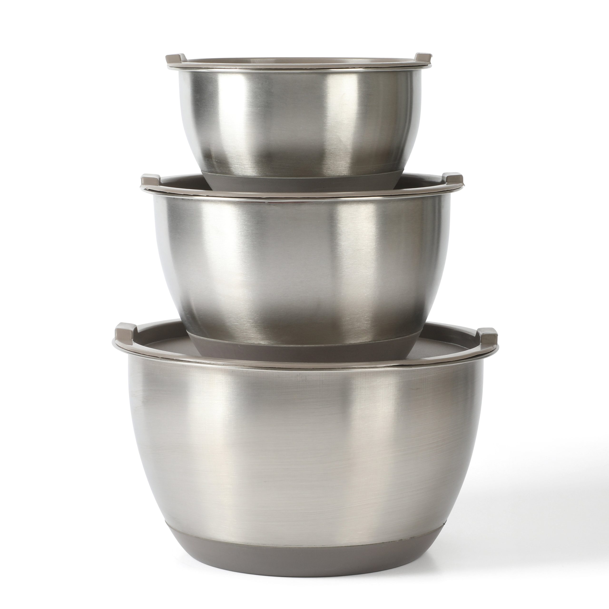 Martha Stewart Rhinewell 6-Piece Mirror Polish Stainless Steel Mixing Bowls w/ Lid and Non-Slip Base - Image 4