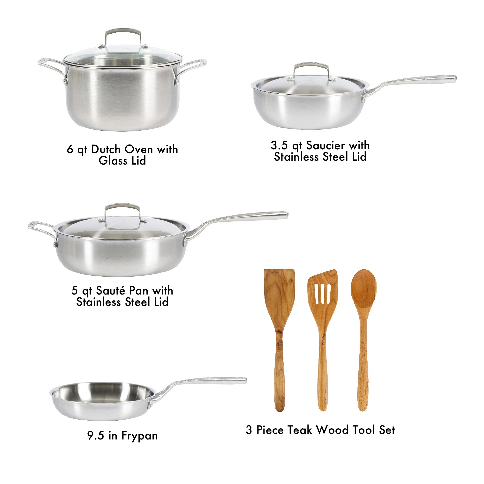 Babish 10 Piece Professional Tri Ply Non Toxic Pots and Pans Cookware Set - Image 8