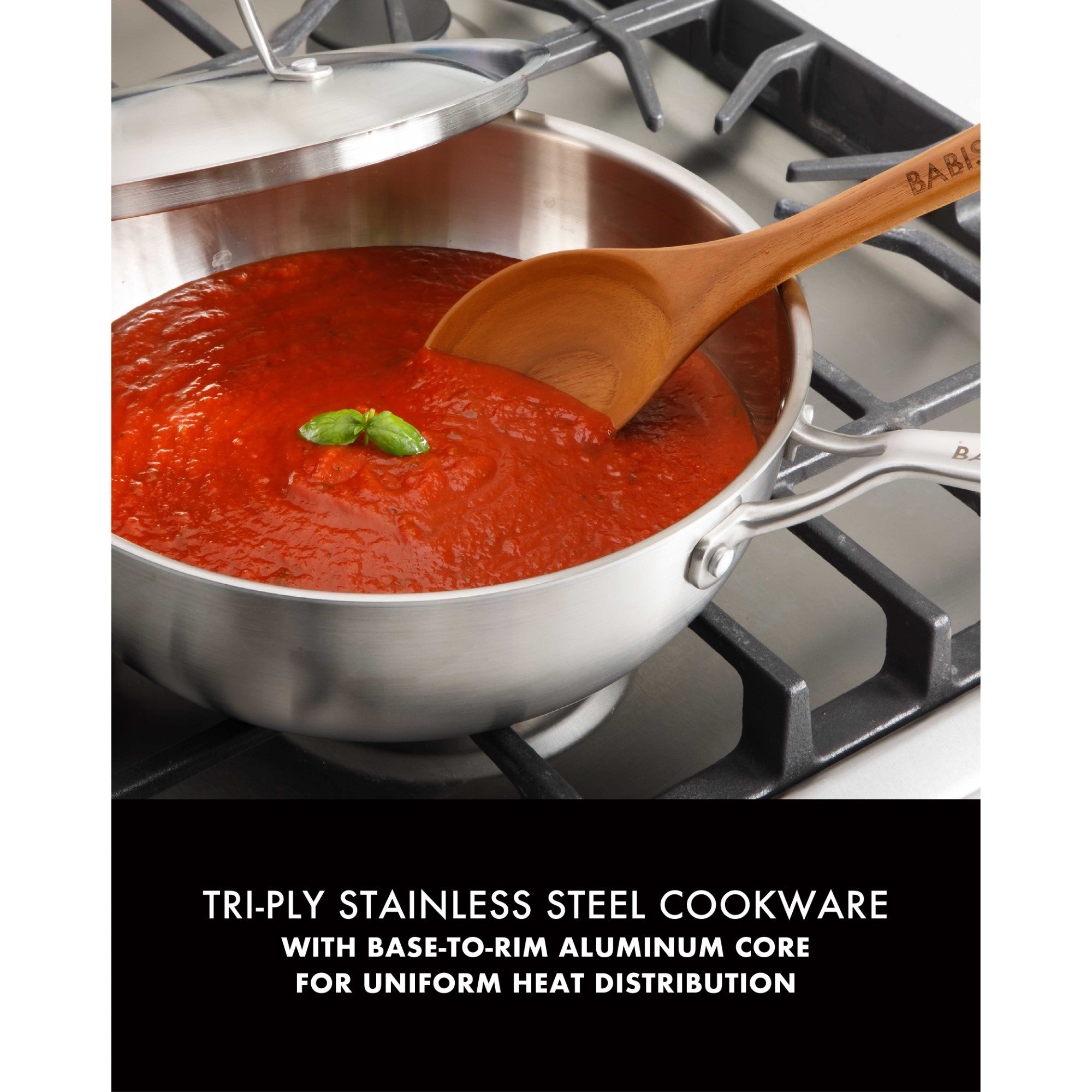 Babish 10 Piece Professional Tri Ply Non Toxic Pots and Pans Cookware Set - Image 9