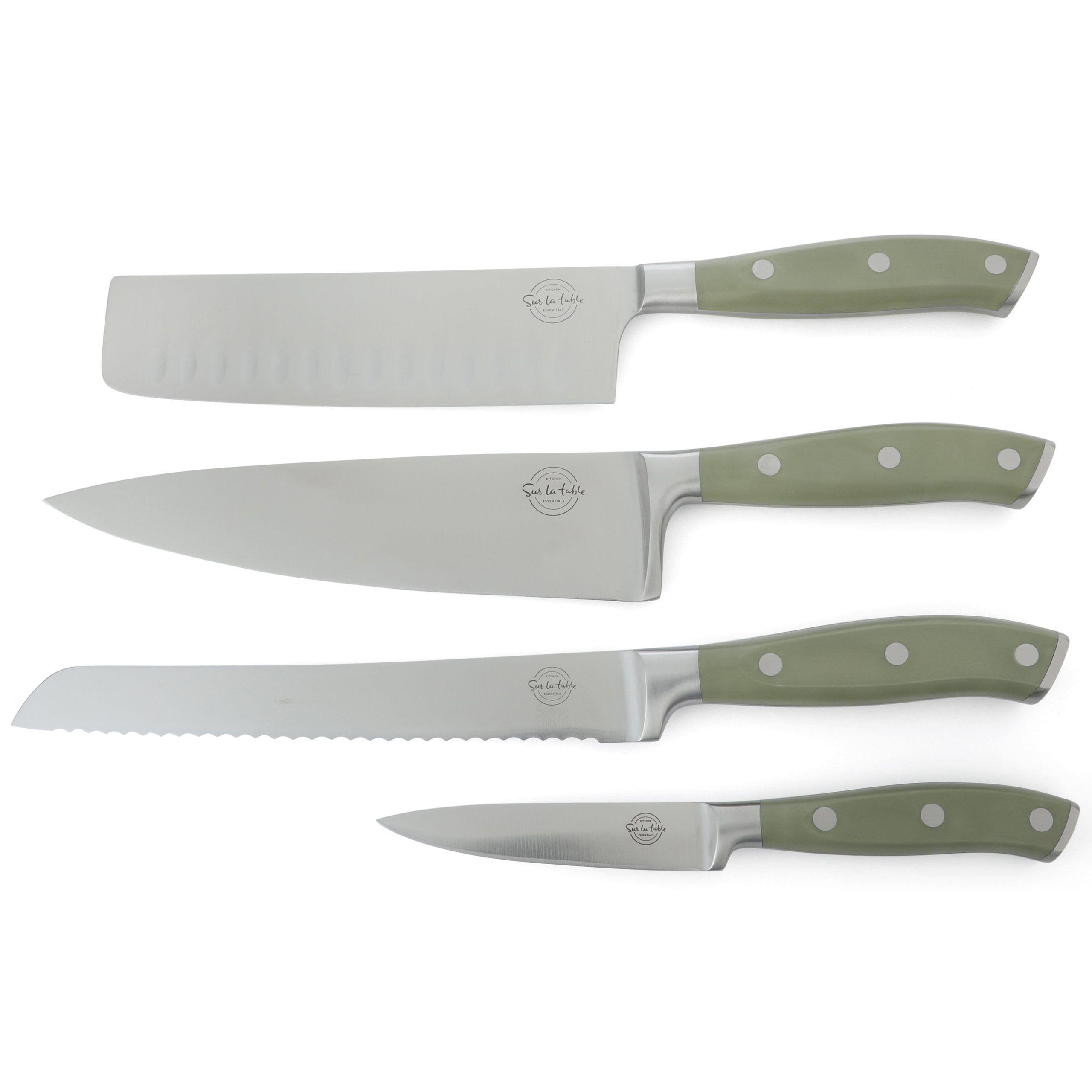 Sur La Table Tasting Kitchen 5-Piece Cutlery Set With Triple Riveted Handle on Beechwood Magnetic Block - Image 4