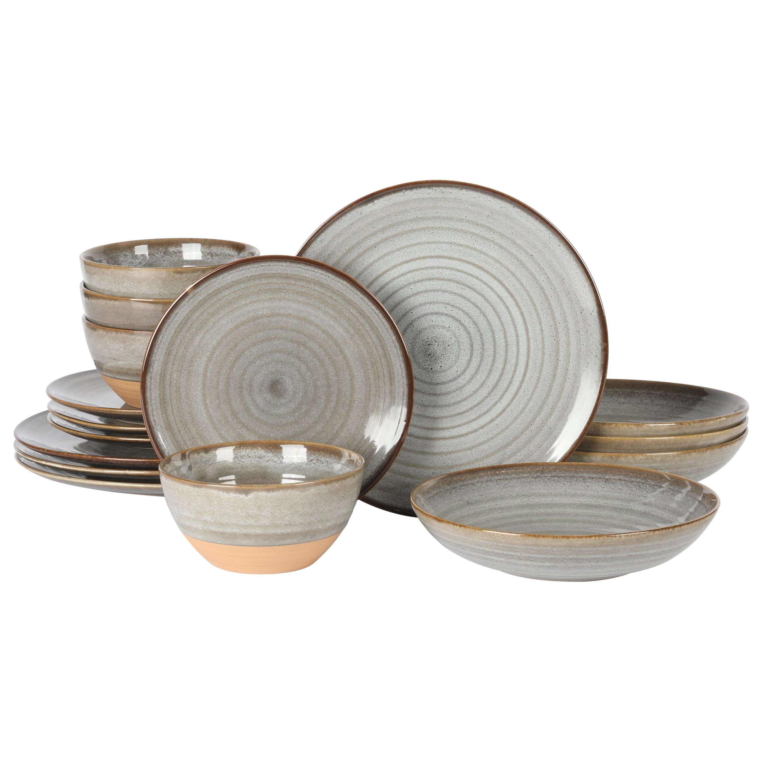 Gibson Elite Dreamweaver 16-Piece Double Bowl Terracotta Reactive Dinnerware Set - Image 2