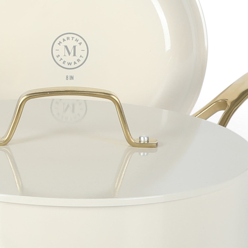 Martha Stewart Galway Premium Nonstick PFA Free Ceramic Interior 10 Piece Heavy Gauge Enamel Aluminum Pots and Pans Cookware Set w/ Aluminum Lids - Image 2