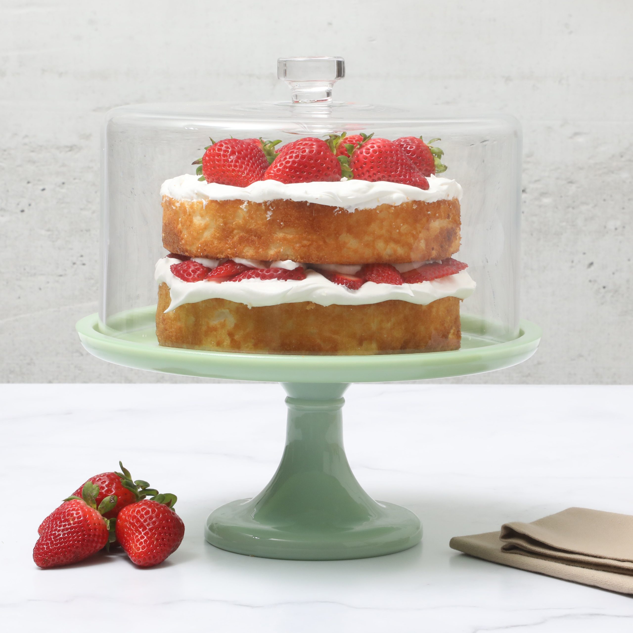 Martha Stewart Highbrook 10 Inch Jadeite Cake Stand With Glass Dome - Image 2