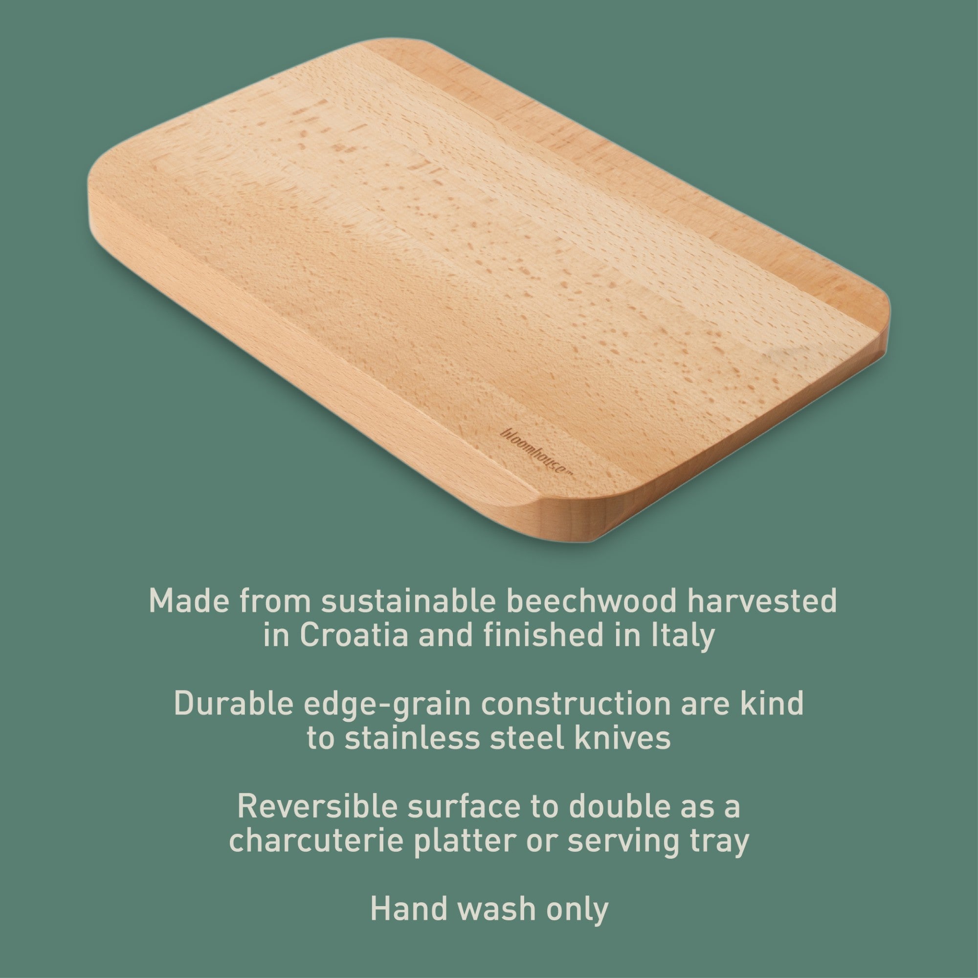 Bloomhouse Made in Lake Como, Italy Oil Coated Italian Beech Wood Cutting Board - Image 3