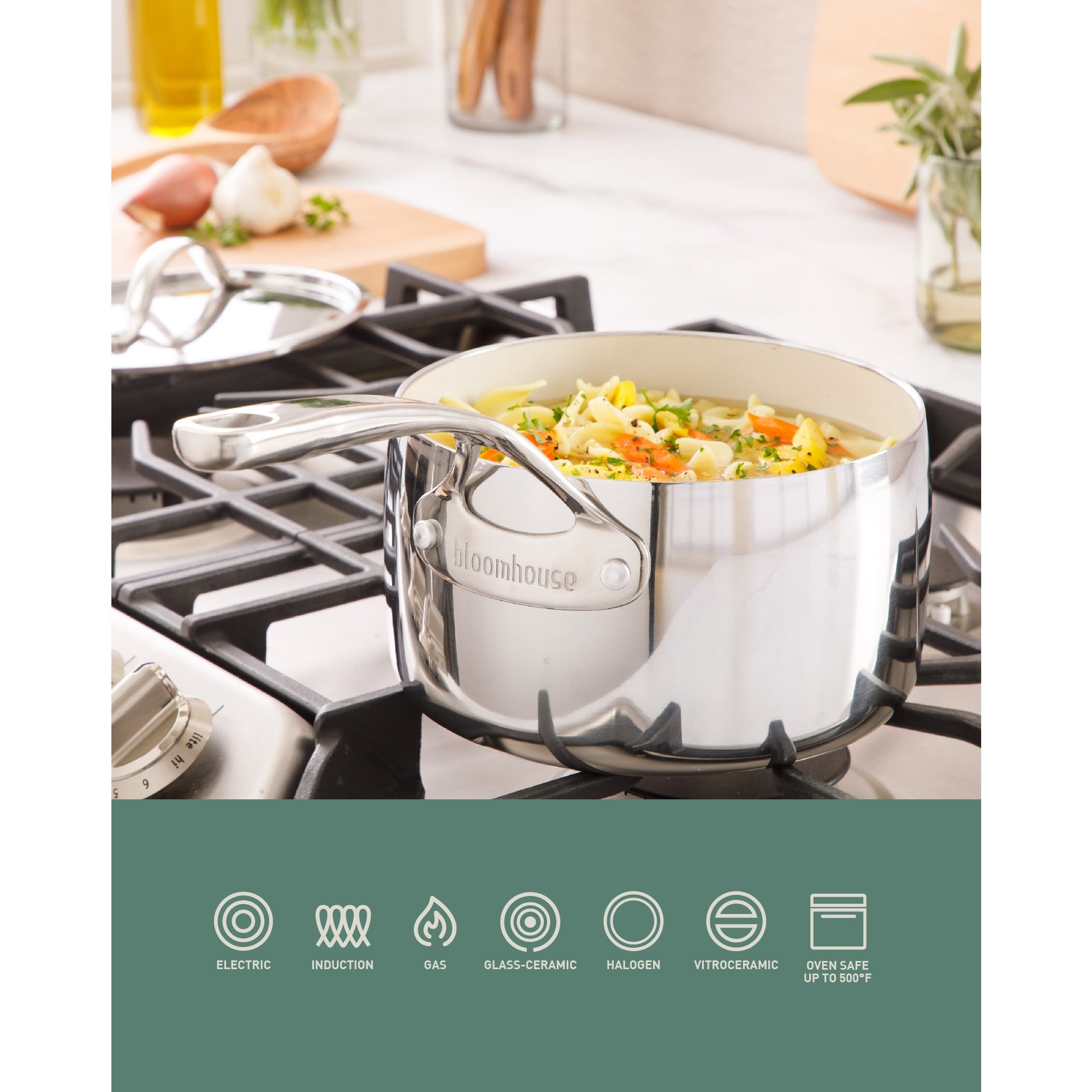 Bloomhouse 3-QT Triply Stainless Steel Sauce Pan w/ Non-Stick Non-Toxic Pro Ceramic Interior - Image 14