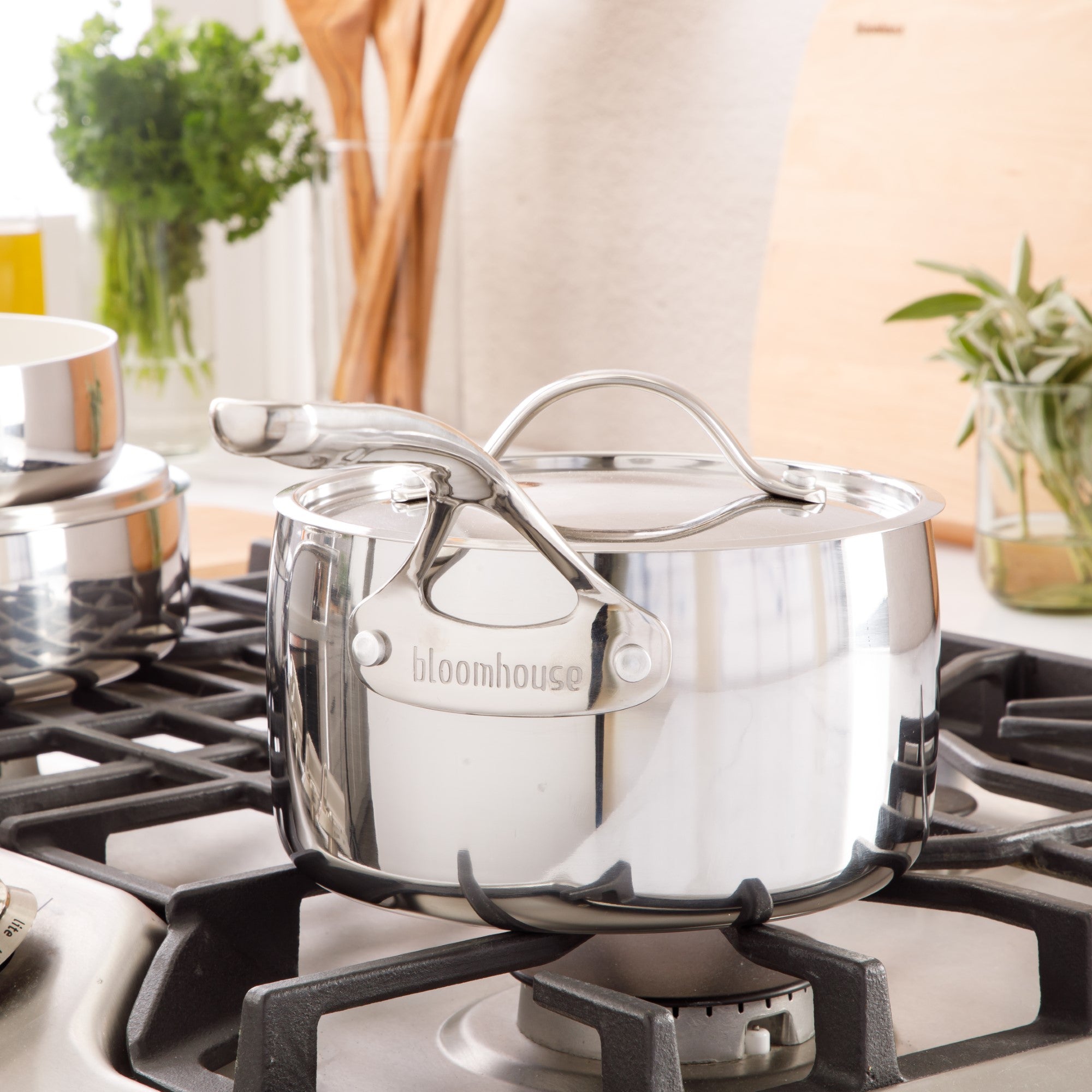 Bloomhouse 3-QT Triply Stainless Steel Sauce Pan w/ Non-Stick Non-Toxic Pro Ceramic Interior - Image 5
