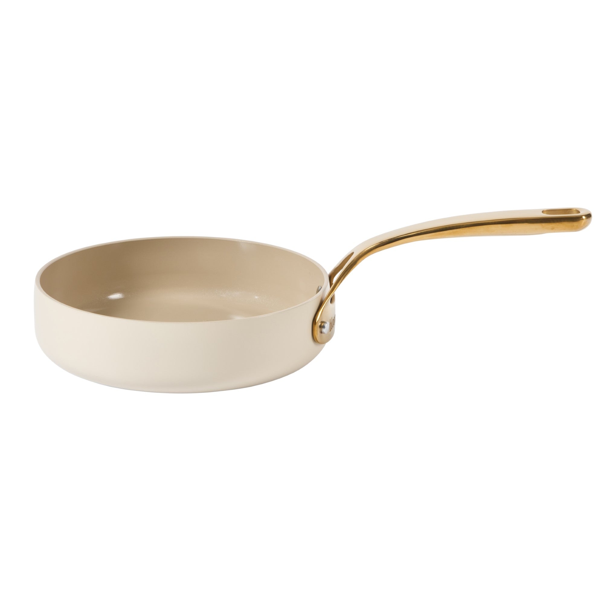 Bloomhouse 8 Inch Heavy Duty Aluminum Premium PFA Free Ceramic Nonstick Saute/Deep Frying Pan Skillet - Linen White with Gold Handle - Image 7