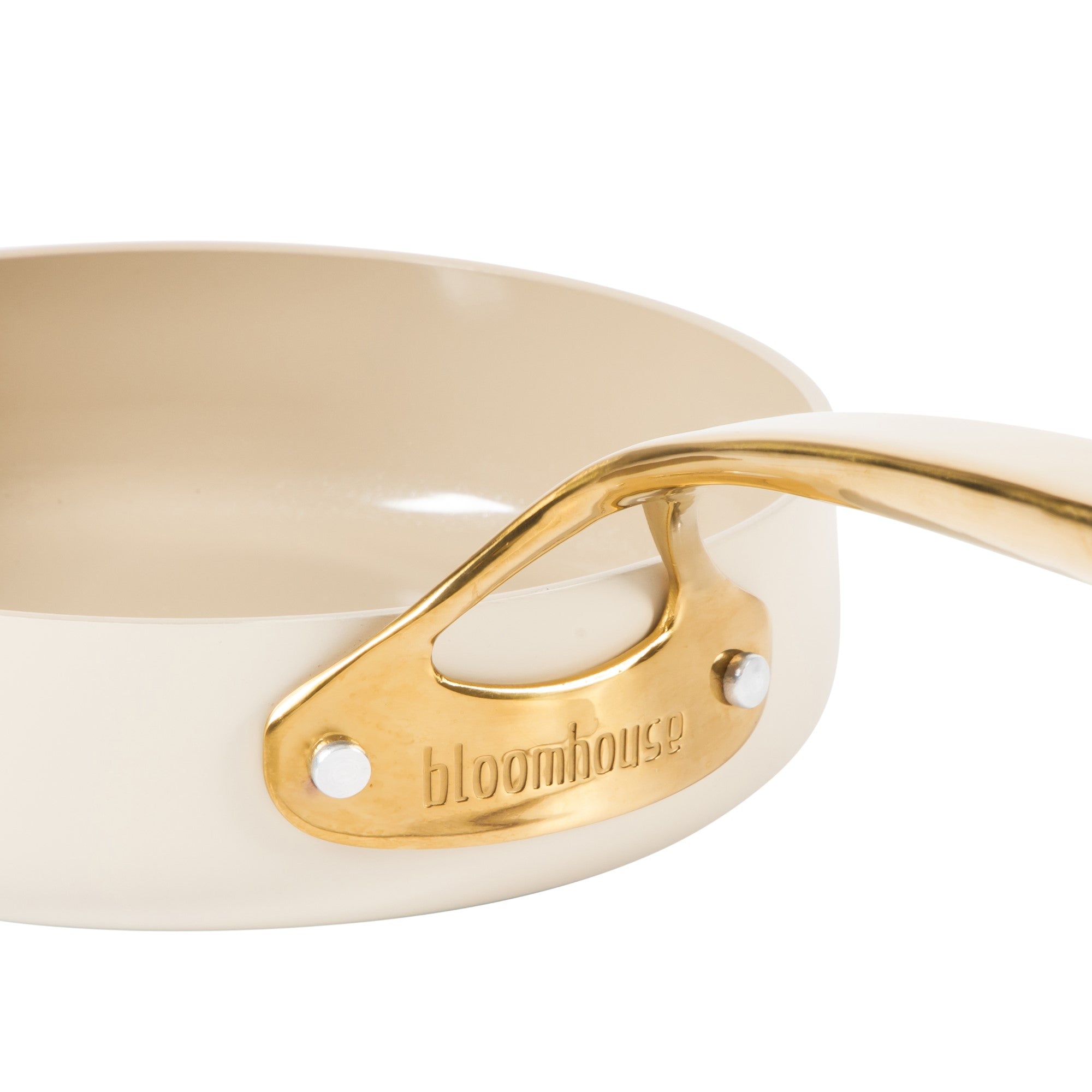 Bloomhouse 8 Inch Heavy Duty Aluminum Premium PFA Free Ceramic Nonstick Saute/Deep Frying Pan Skillet - Linen White with Gold Handle - Image 8