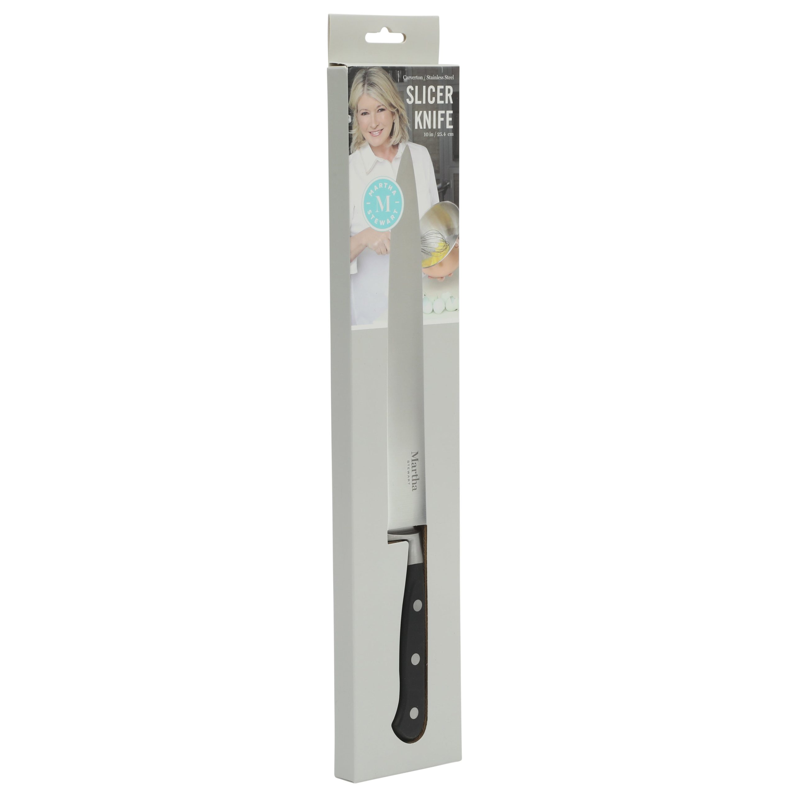 Martha Stewart Carverton 10" Slicer Knife, High Carbon Stainless Steel Kitchen Knive W/ Black Triple Rivet Handle - Image 2