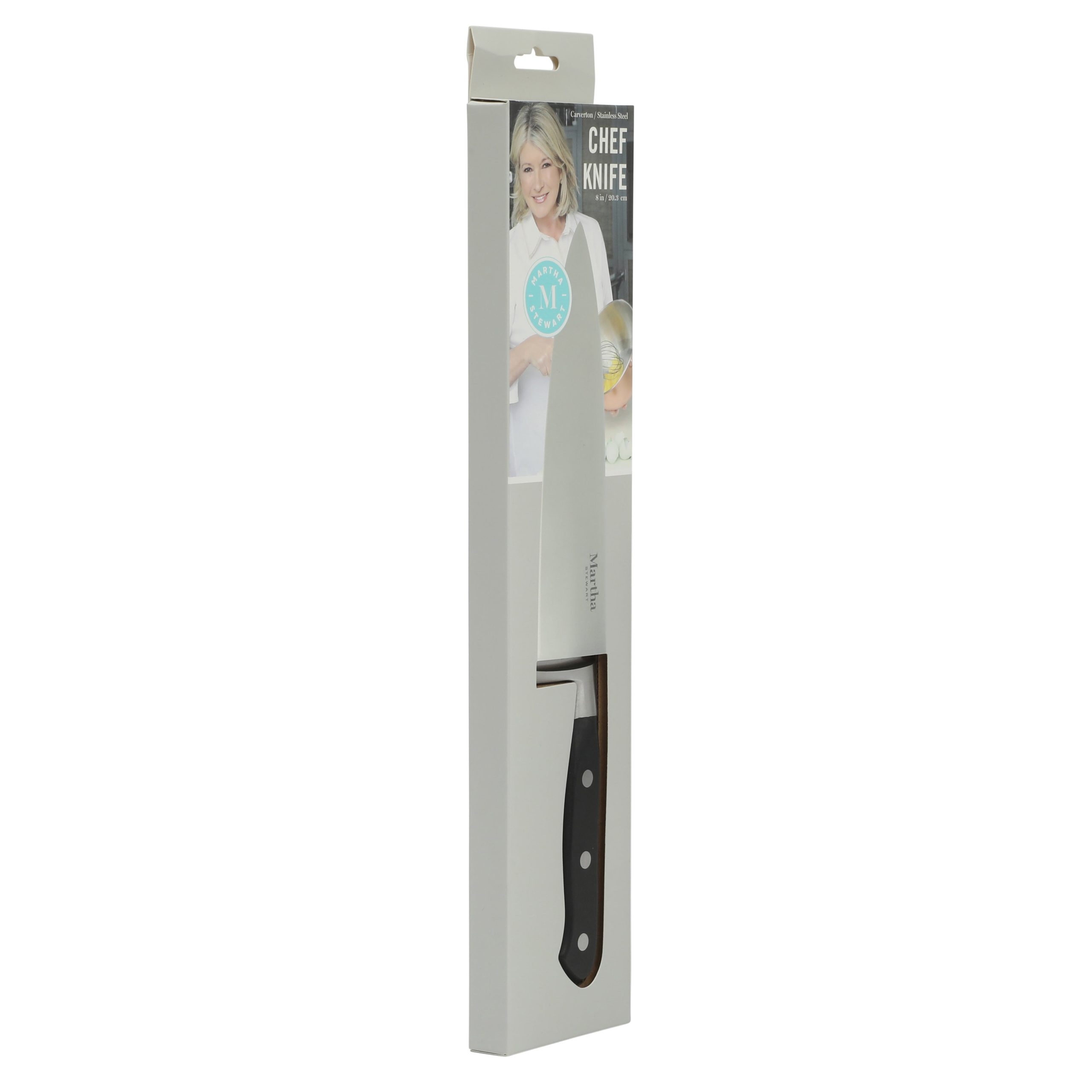 Martha Stewart Carverton 8" Chef Knife, High Carbon Stainless Steel Kitchen Knive W/ Black Triple Rivet Handle - Image 2