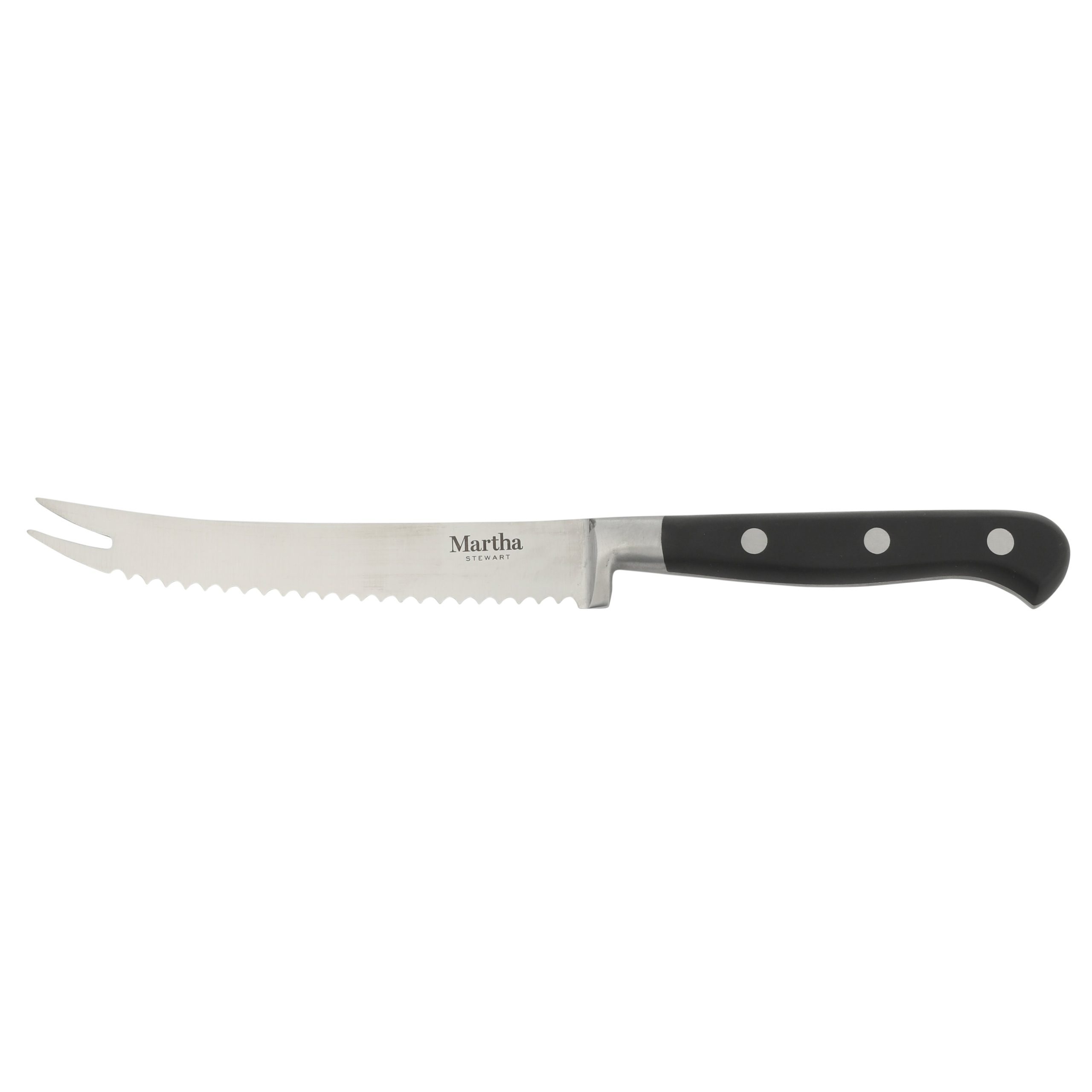 Martha Stewart Carverton 2 Piece Set 5" Tomato Knife and 3" Bird's Beak Knife Set, Bread Carbon Stainless Steel Kitchen Knive W/ Black Triple Rivet Handle - Image 3