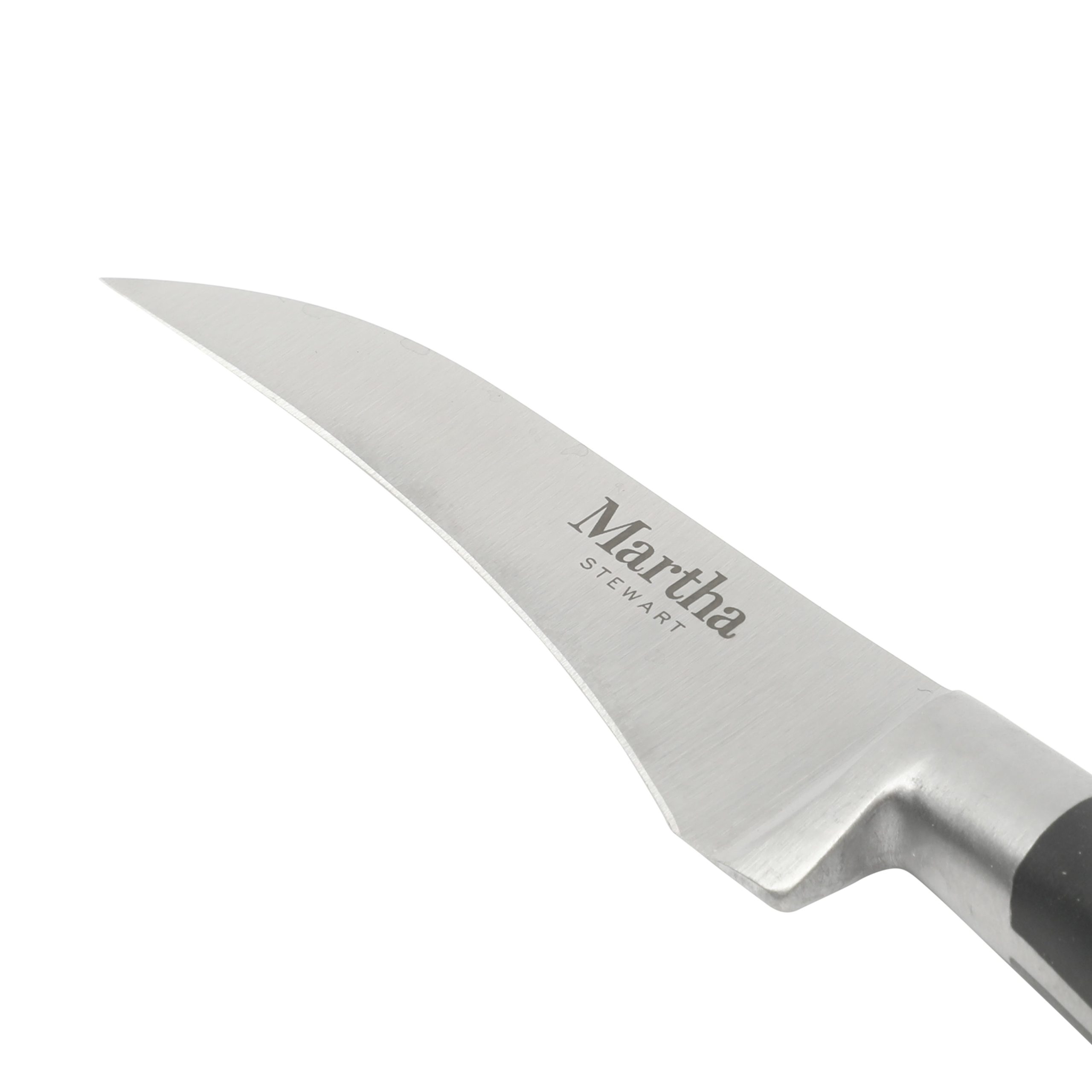 Martha Stewart Carverton 2 Piece Set 5" Tomato Knife and 3" Bird's Beak Knife Set, Bread Carbon Stainless Steel Kitchen Knive W/ Black Triple Rivet Handle - Image 8