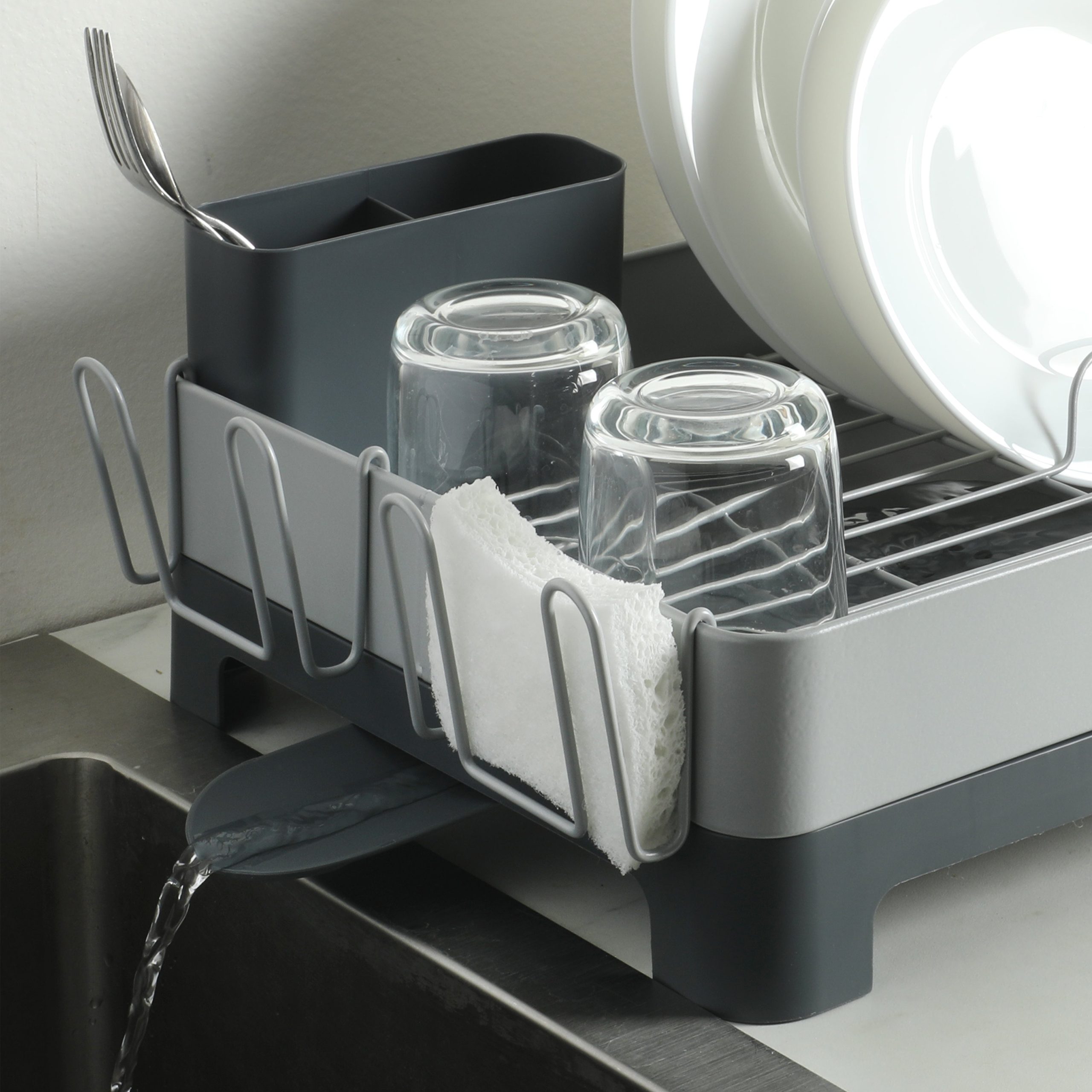 Gibson Home Nestcraft Full Size Rust Resistant Dish Rack with Drain Board and Flatware Caddy - Image 11