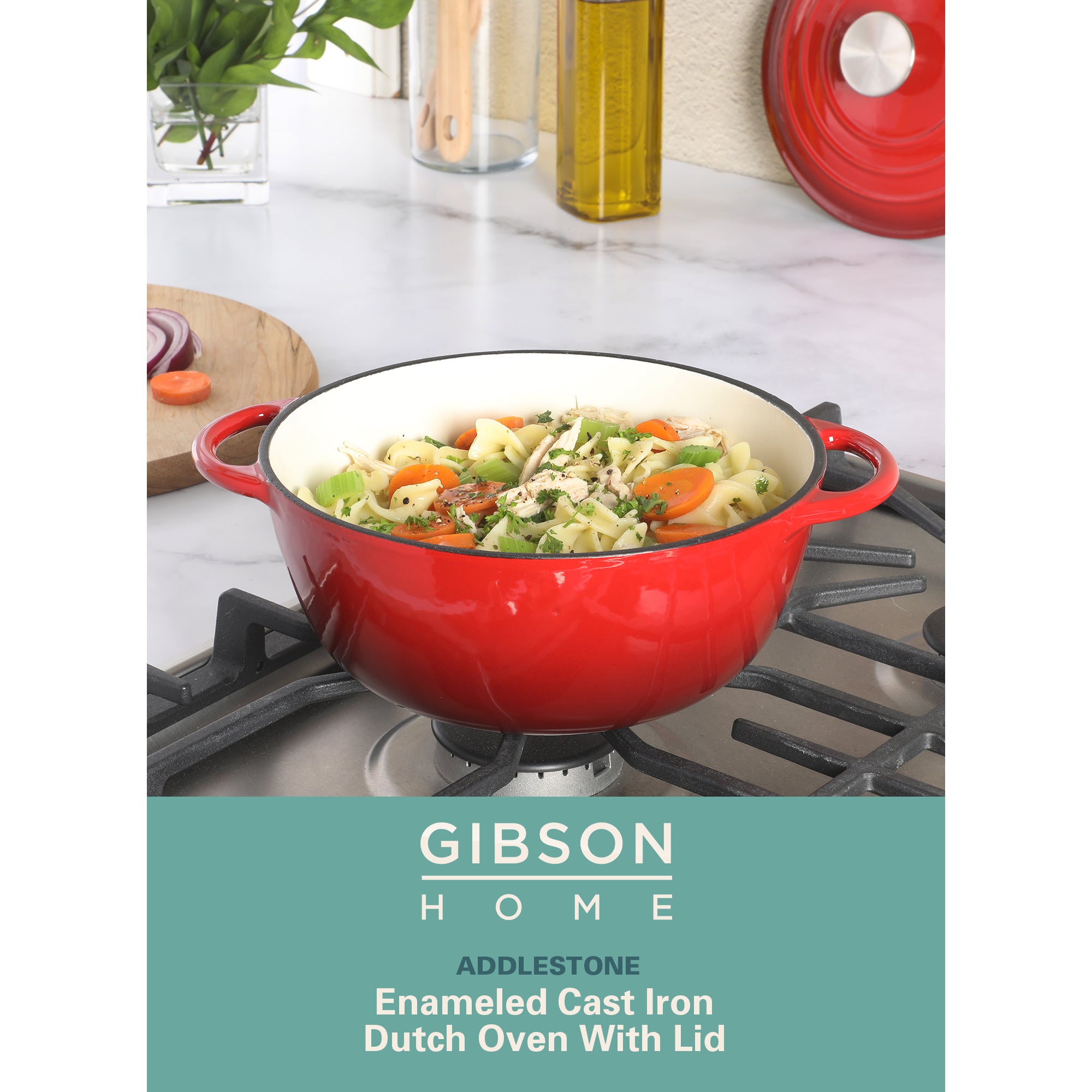 Gibson Home Addlestone 2.65 Quart Enamel Cast Iron Dutch Oven - Image 2