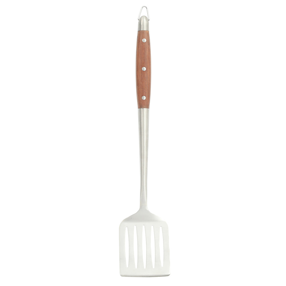 Sur La Table Kitchen Essentials Family Cookout Heavy Duty Stainless Steel Grilling Tool Set W/ Wooden Handles, Tongs, Slotted Turner, and Fork Set - Image 2