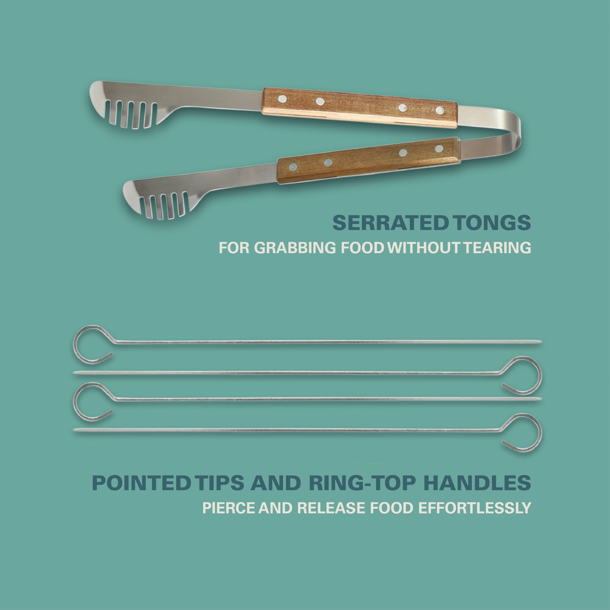 Gibson Home Barbeque Pro 8 Piece BBQ Tools W/ Acacia Wood Handles and Aluminum Storage Box - Image 6