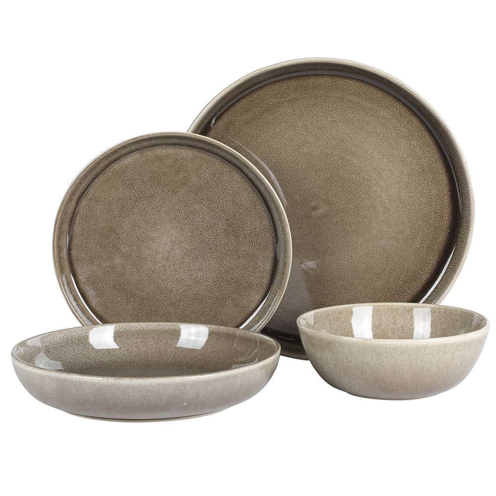 Gibson Elite Berea 16 Piece (Service for 4) Plates and Bowls Reactive Glaze Round Dishes Stoneware Ceramic Dinnerware Set - Image 2