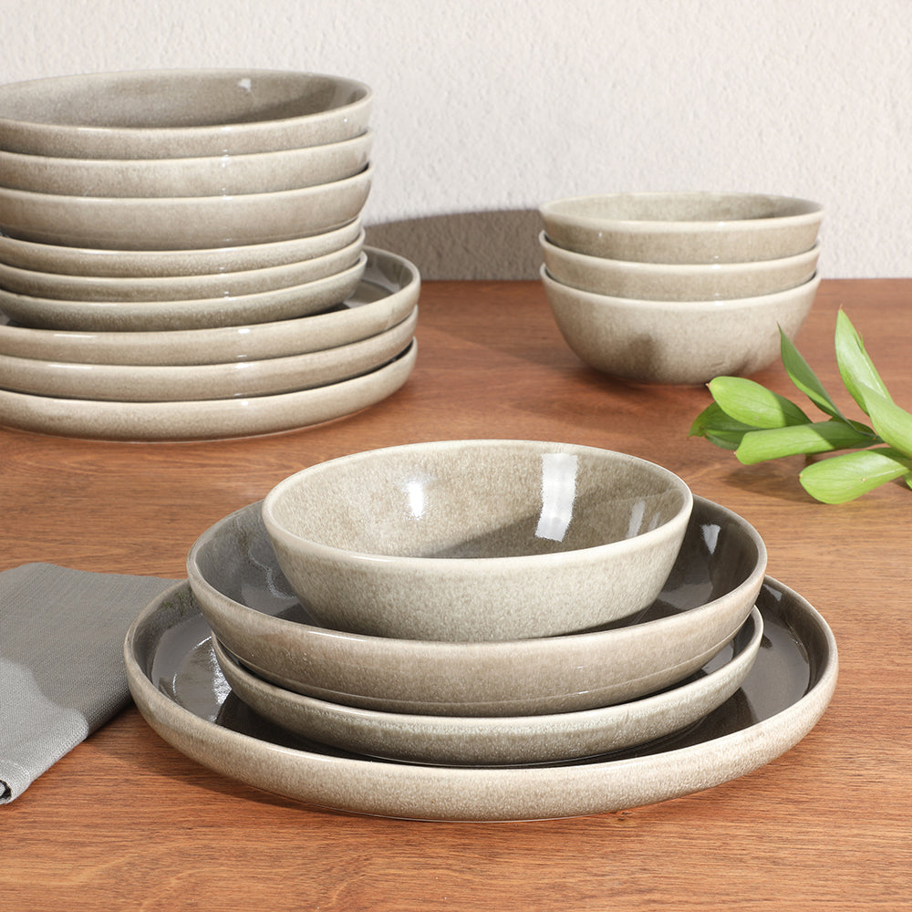 Gibson Elite Berea 16 Piece (Service for 4) Plates and Bowls Reactive Glaze Round Dishes Stoneware Ceramic Dinnerware Set - Image 4