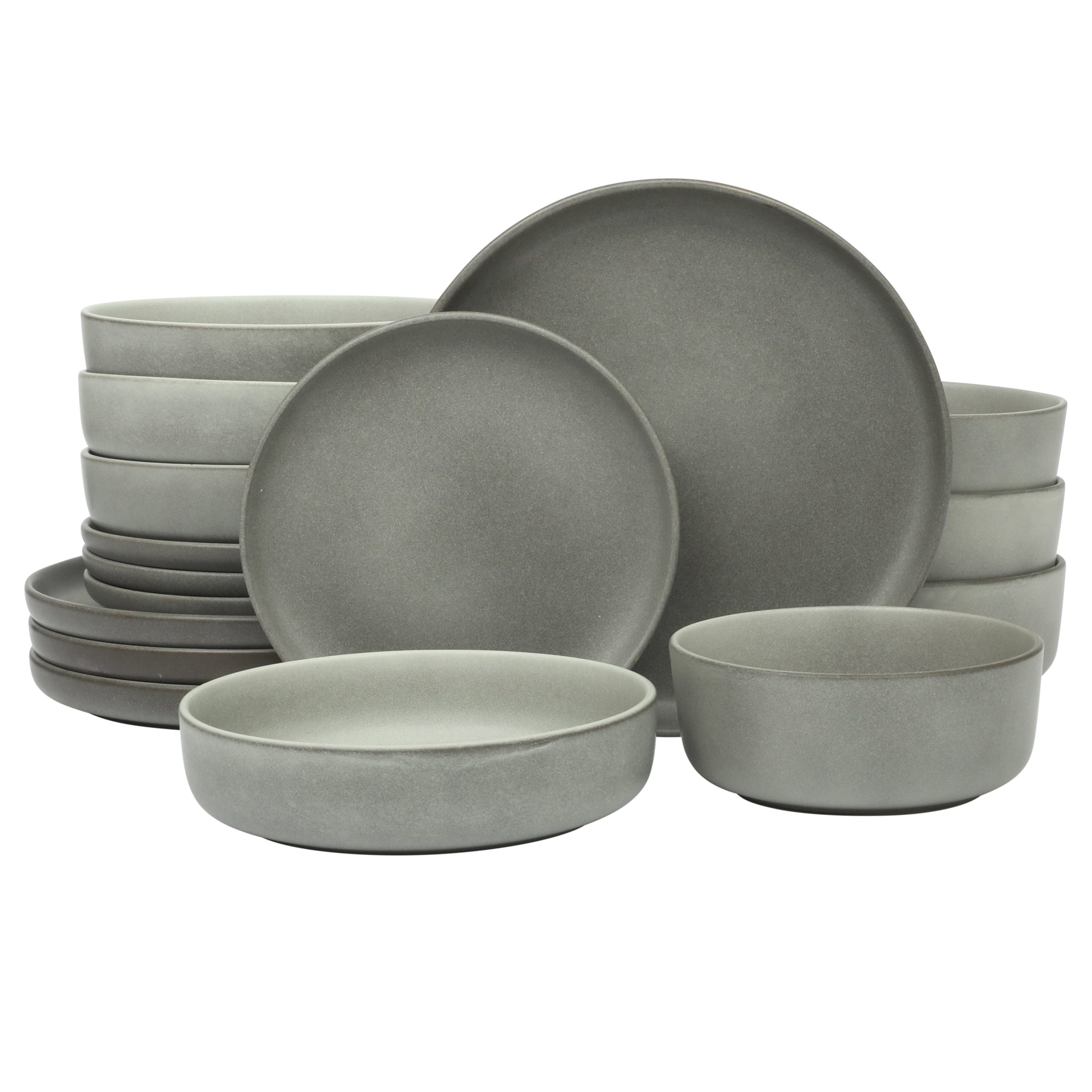 Gibson Elite Pasco 16 Piece (Service for 4) Plates and Bowls Double Bowl Reactive Glaze Dishes Stoneware Ceramic Dinnerware Set - Image 9