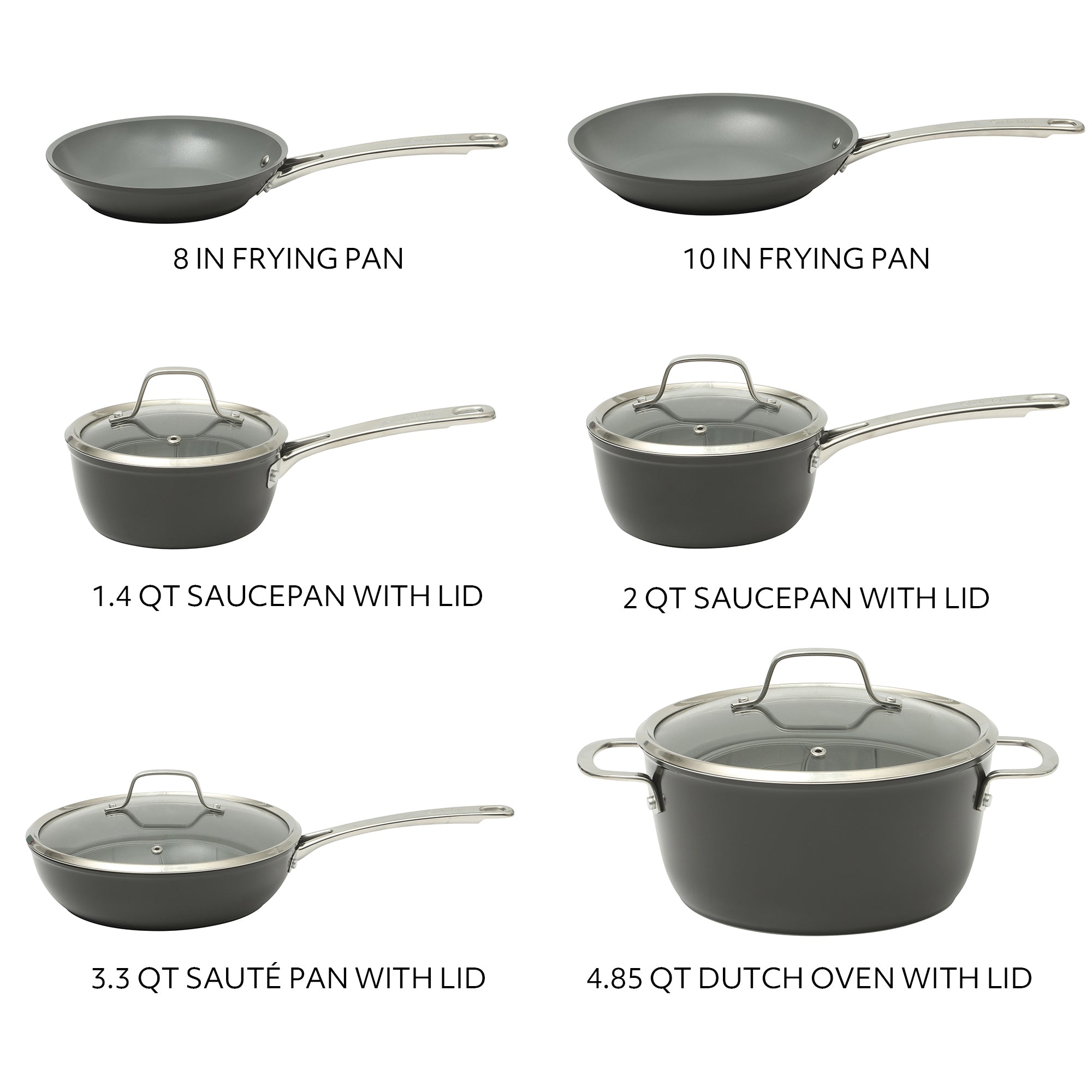 Sur La Table Kitchen Essentials Cool Commune Hard Anodized 10 Piece PFA Free Ceramic Non stick Interior Forged Durable Aluminum Pots and Pans Cookware Set - Image 2