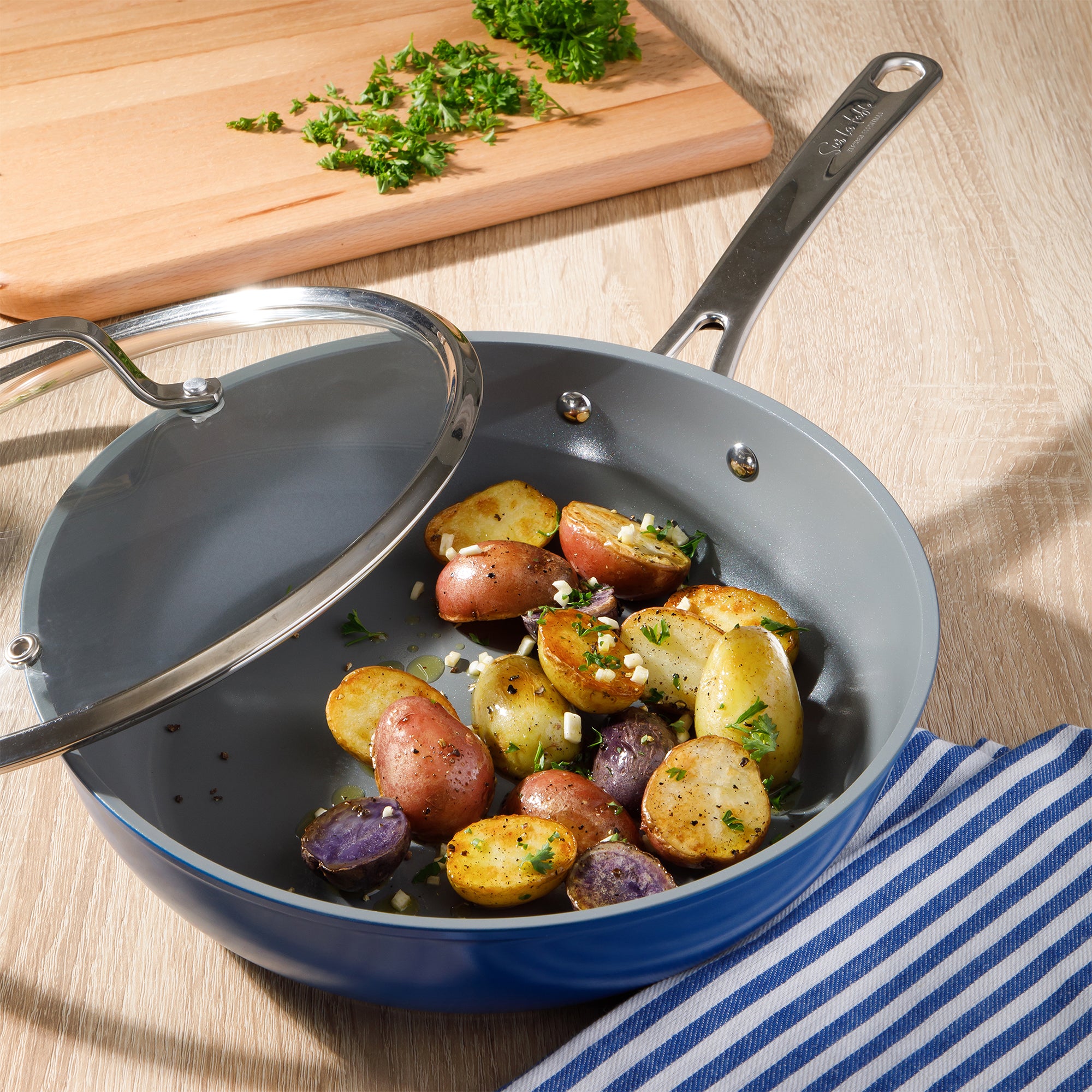 Sur La Table Kitchen Essentials Cool Commune Hard Anodized 10 Piece PFA Free Ceramic Non stick Interior Forged Durable Aluminum Pots and Pans Cookware Set - Image 12