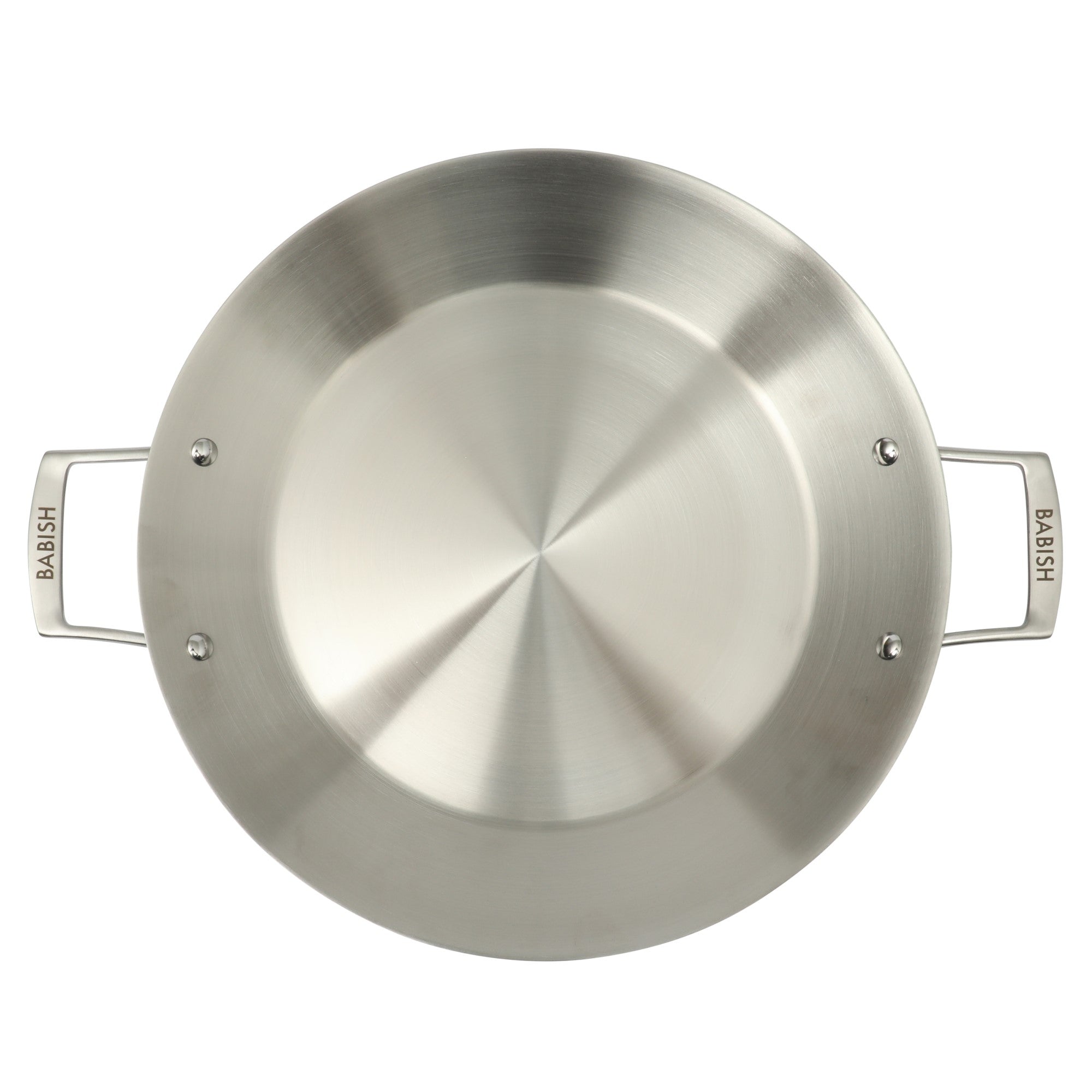 Babish 13 Inch Tri-Ply Stainless Steel Paella Pan, Large Skillet, Griddle, Frying Pan - Induction Safe - Image 4