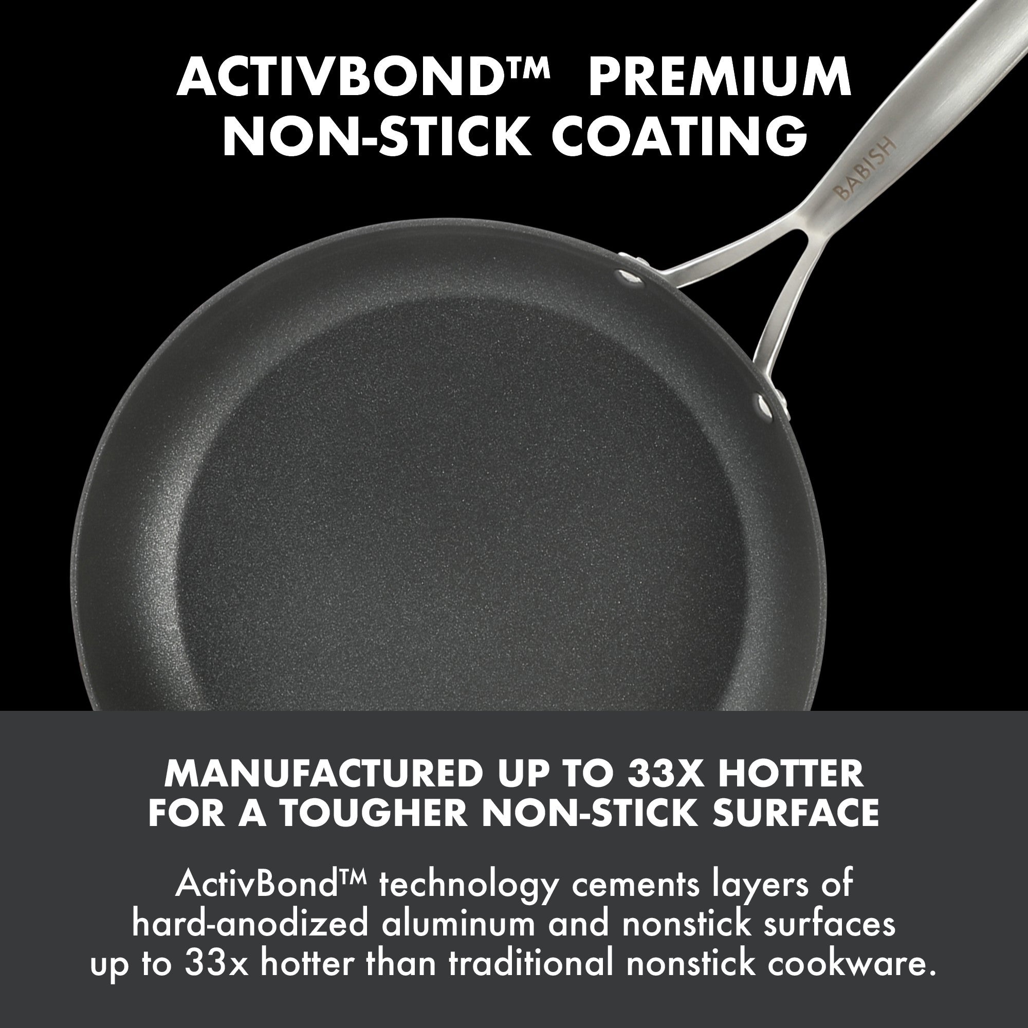 Babish 2 Piece 8 and 10 Inch Fry Pan Hard Anodized Titanium Forever Non Stick Technology Durable Frying Pans Set - Black - Image 9